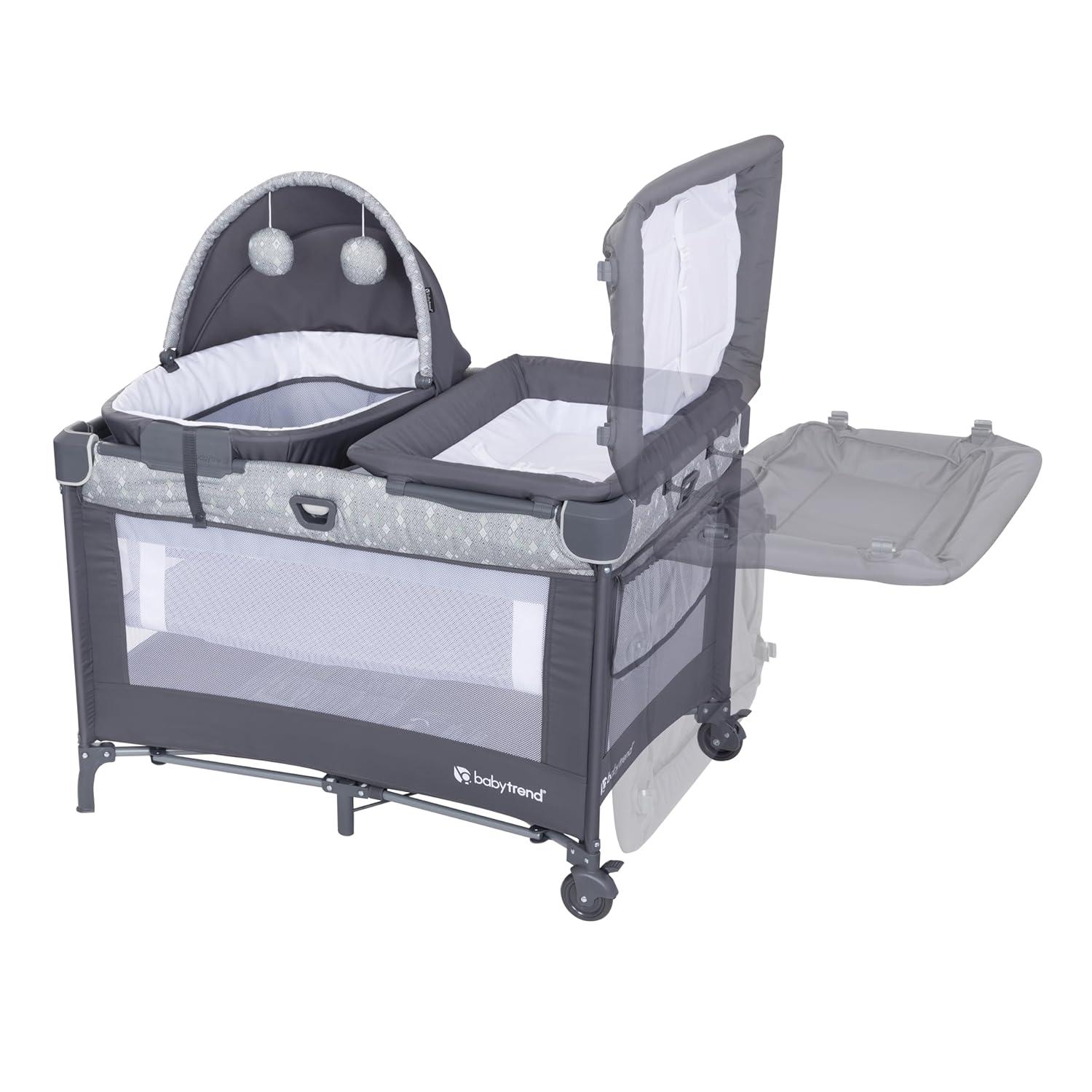 Baby Trend Nursery Den Playard with Snooze Pod and Flip Over Changer - Diamond Sage