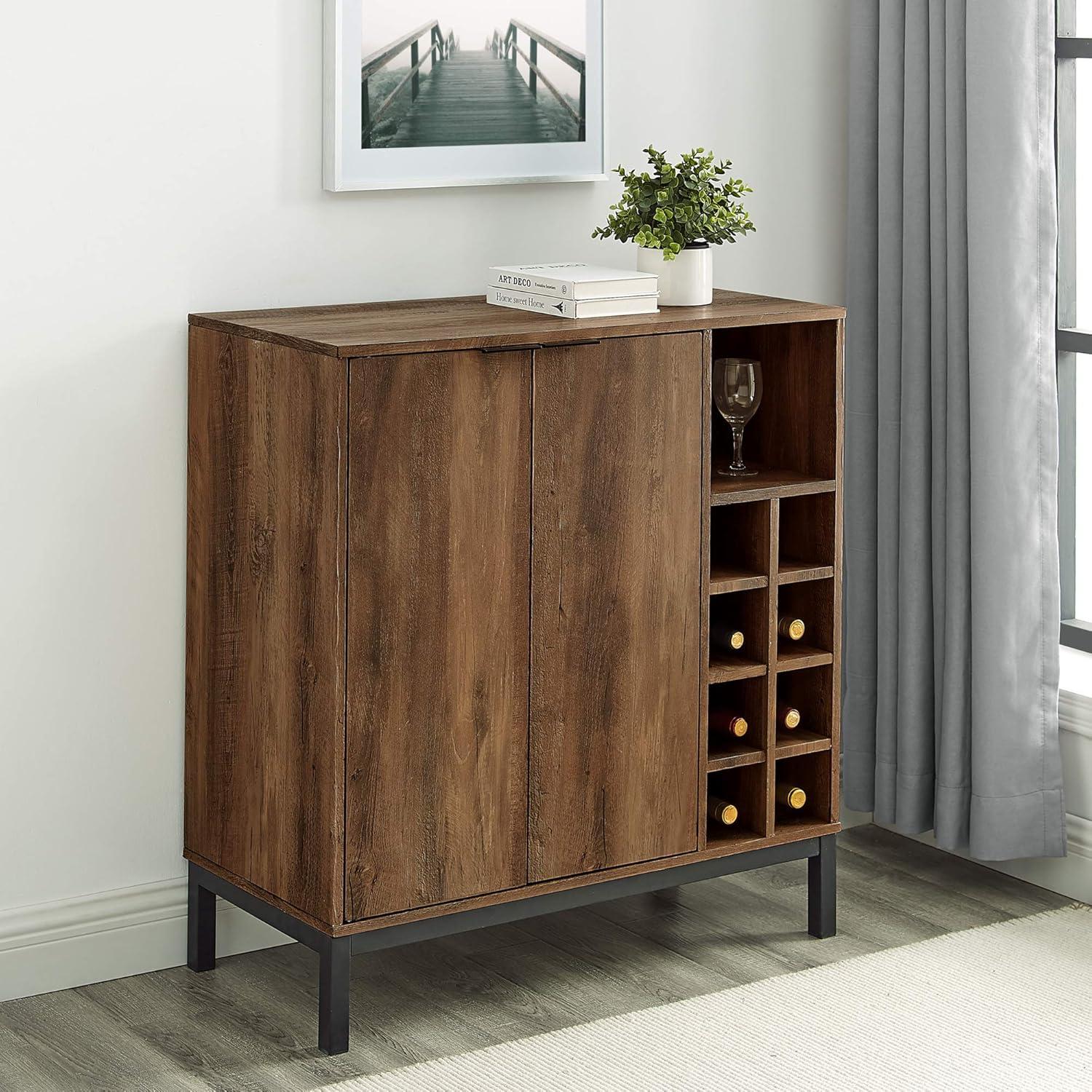 Urban Alloy Steel & Wood 2-Door Wine Storage Bar Cabinet