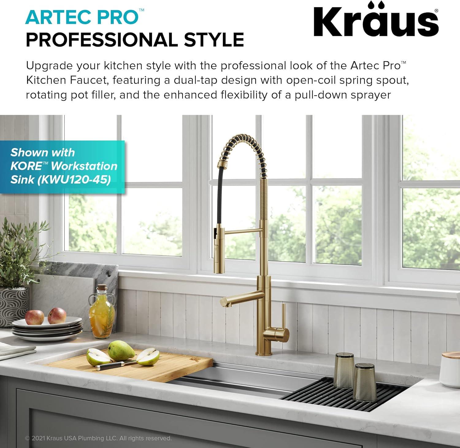 Artec Pro Commercial Style Pull-Down Single Handle Kitchen Faucet with Pot Filler