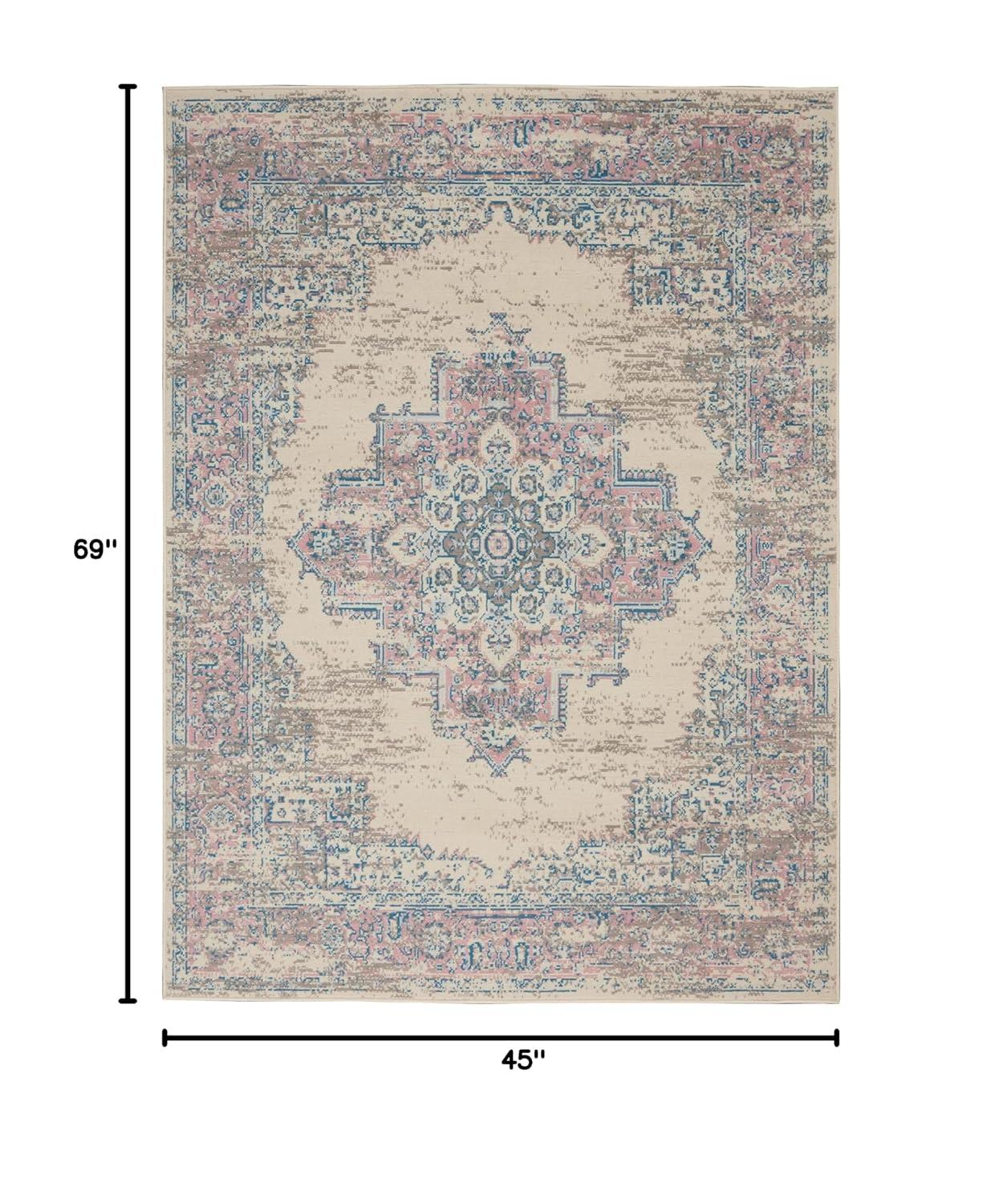 Nourison Grafix GRF14 Ivory/Pink Area Rug 3'9" x 5'9"