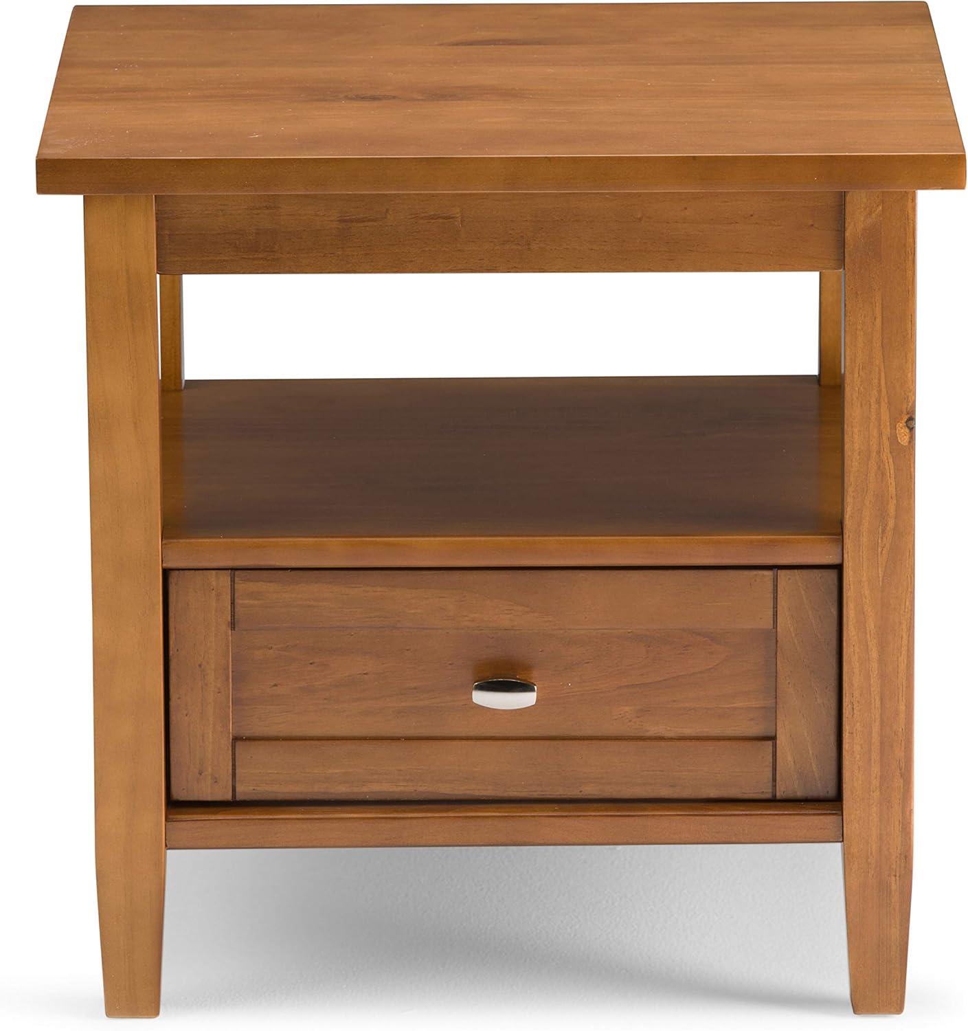 Warm Solid Wood End Table with Storage