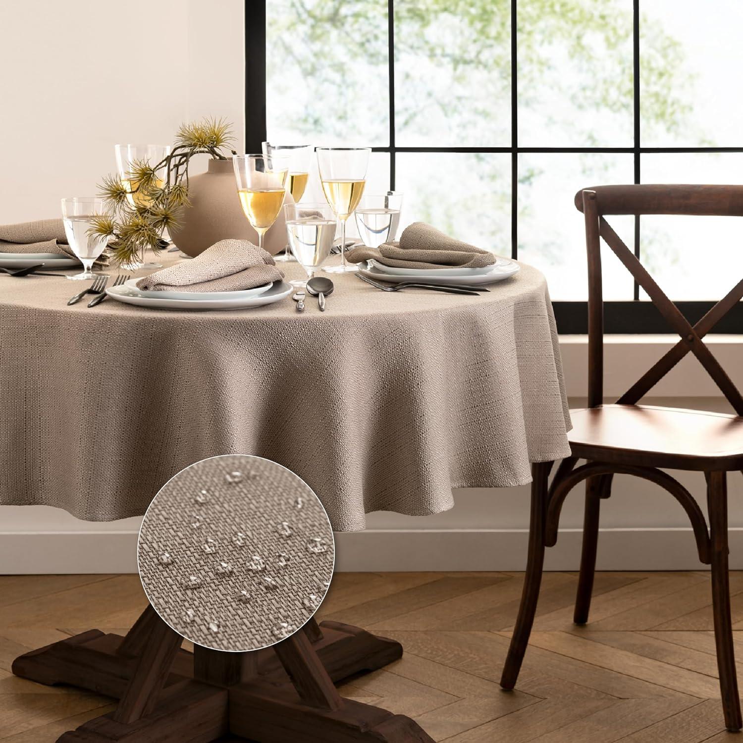 Elrene Laurel Solid Texture Water and Stain Resistant Tablecloth - Elrene Home Fashions