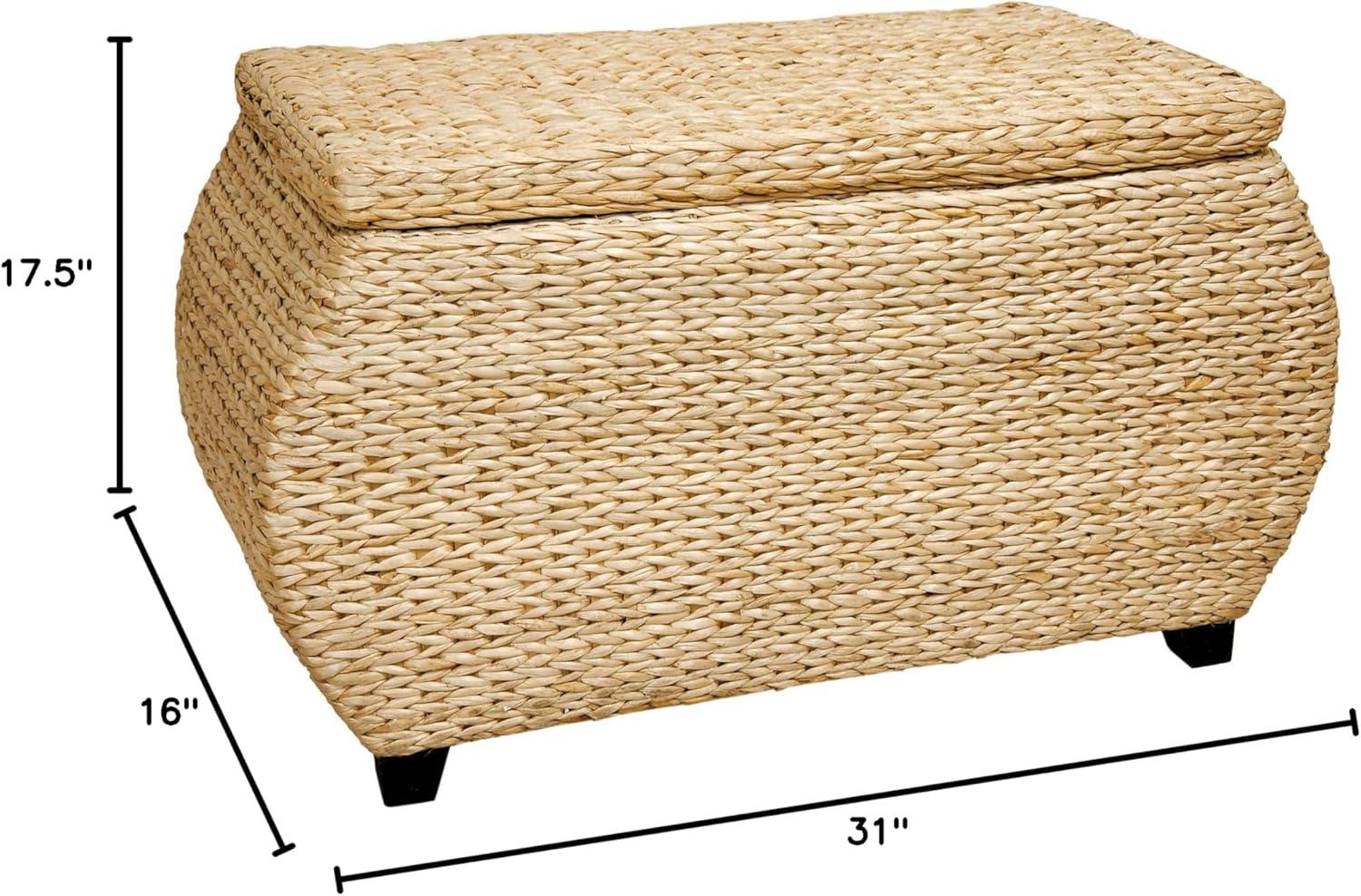 Oriental Furniture Woven Rush Grass Fiber Storage Box - Natural