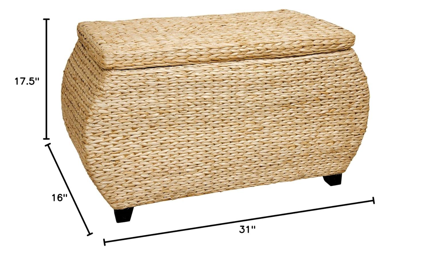 Oriental Furniture Woven Rush Grass Fiber Storage Box - Natural