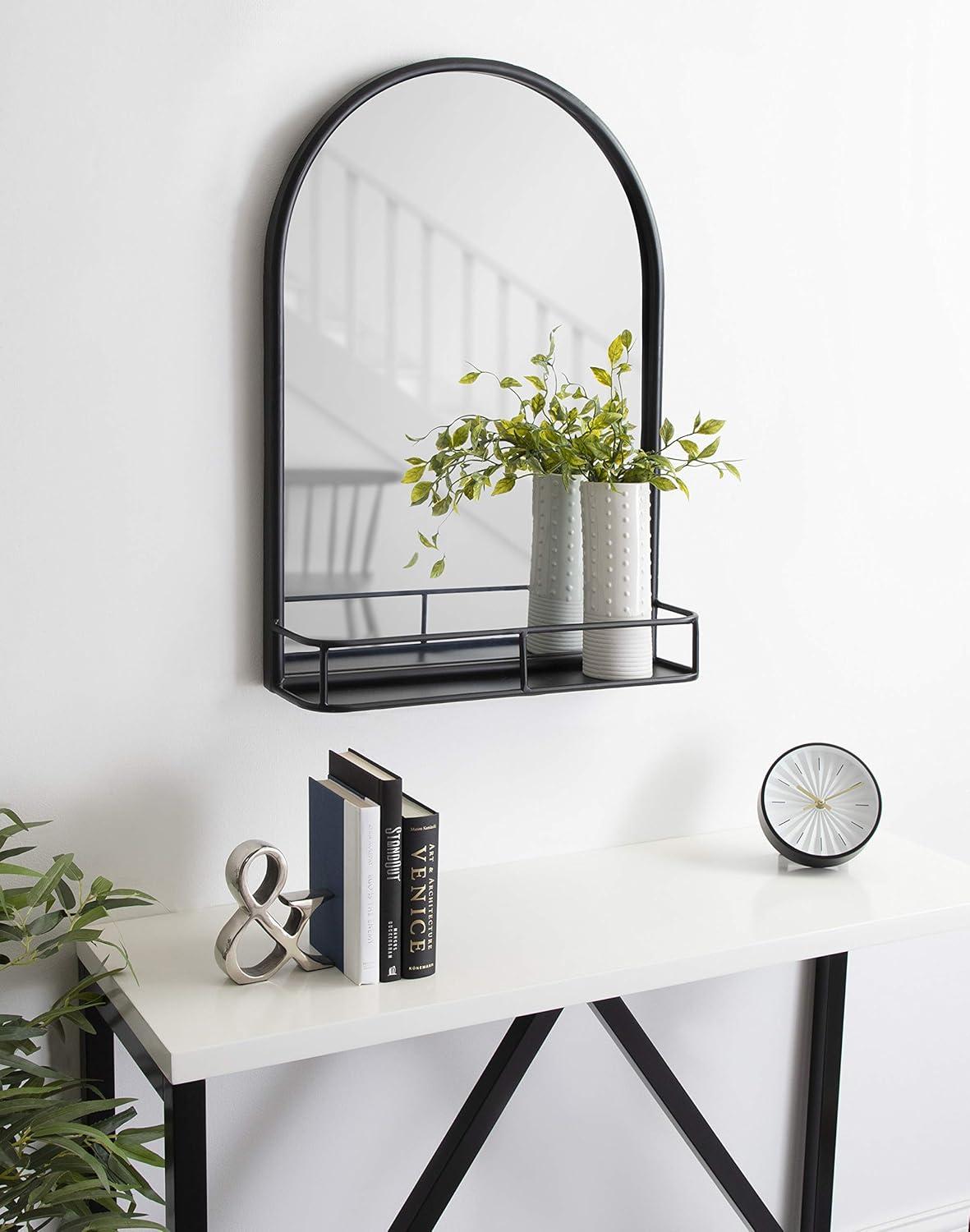 20" x 28" Estero Functional Wall Mirror Black - Kate & Laurel All Things Decor