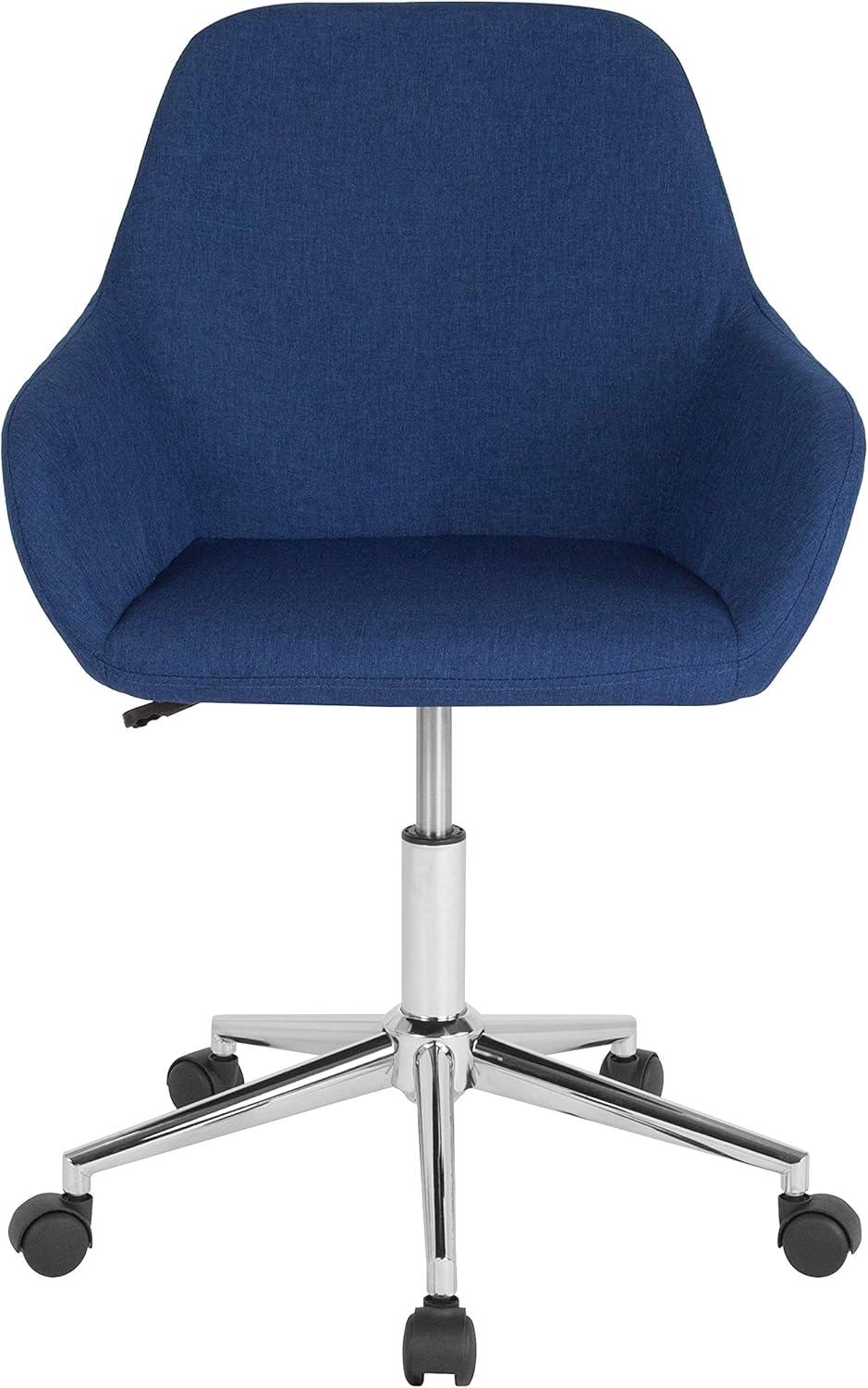 Blue Fabric Mid-Back Ergonomic Swivel Office Chair