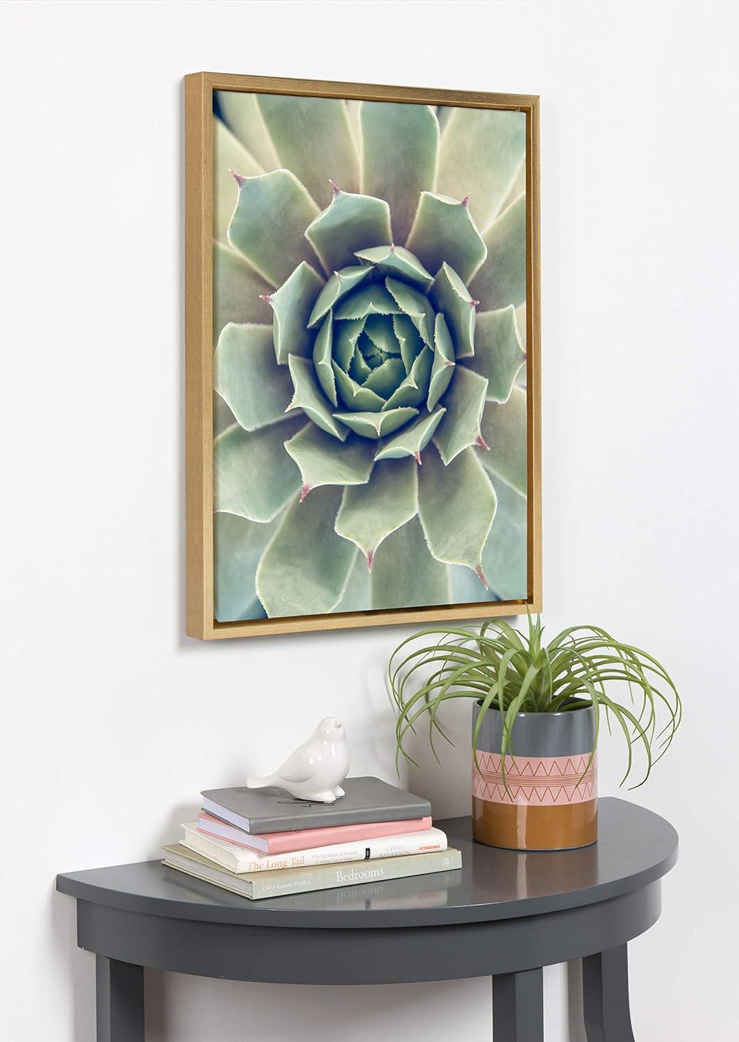 Kate and Laurel Sylvie Succulent 1 Color Photograph Framed Canvas Wall Art by F2 Images, 18x24 Gold