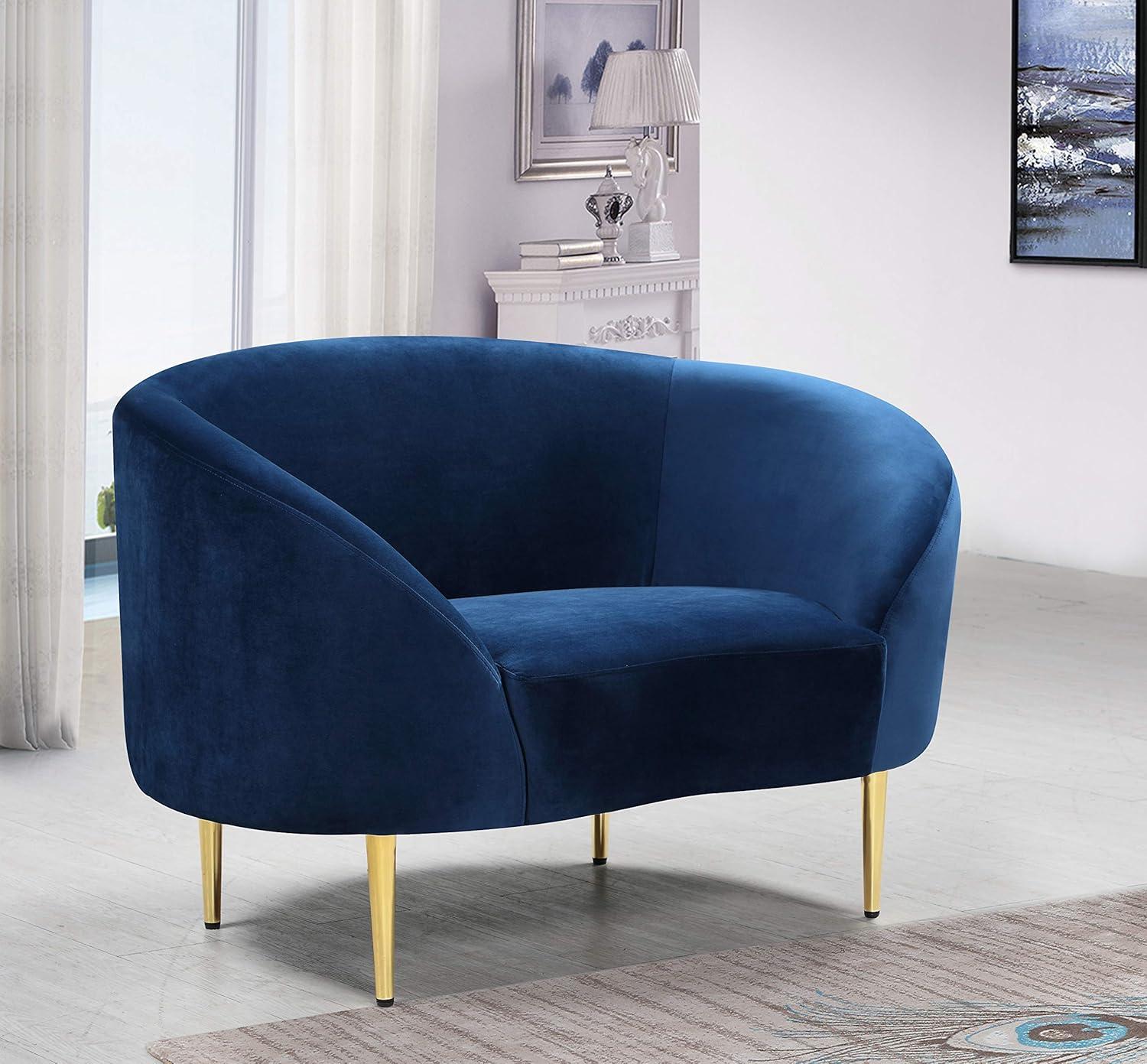 Meridian Furniture Ritz Velvet Accent Chair in Navy and Gold