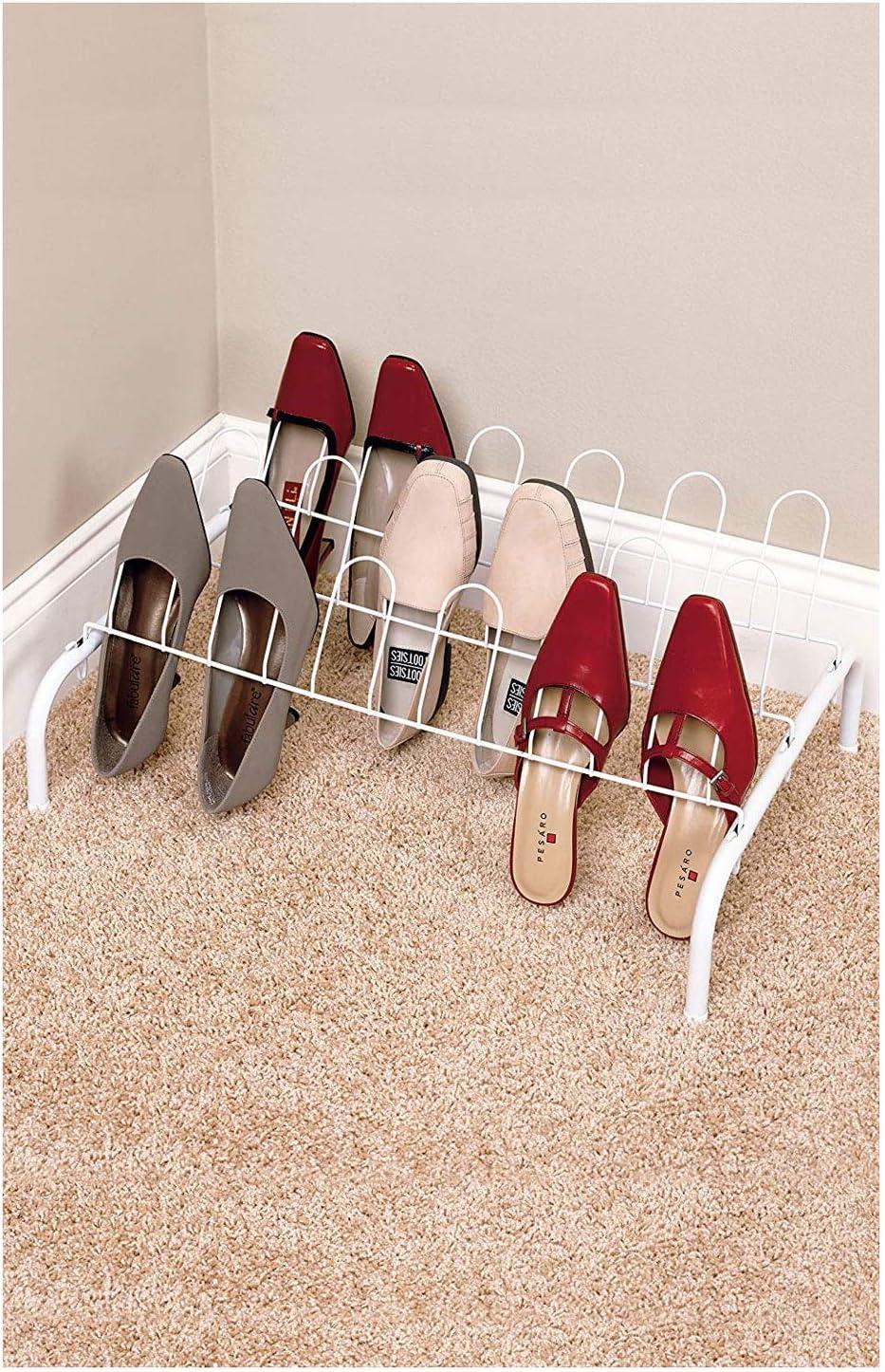 White Metal 9 Pair Freestanding Shoe Rack Organizer, 2 Pack