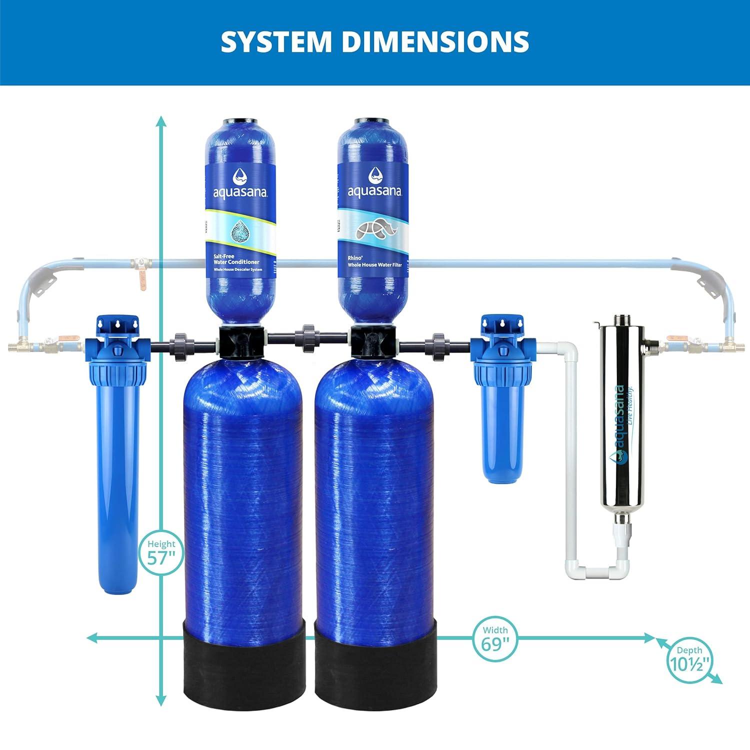 Aquasana Whole House Well Water Filter System - Water Softener Alternative w/ UV Purifier - EQ-WELL-UV-PRO-AST