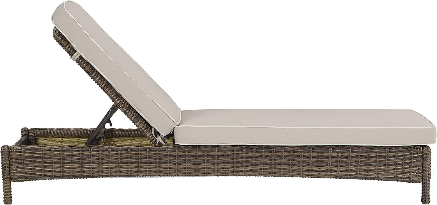 Bradenton Outdoor Wicker Chaise Lounge - Sand - Crosley: Steel Frame, Adjustable, UV-Resistant