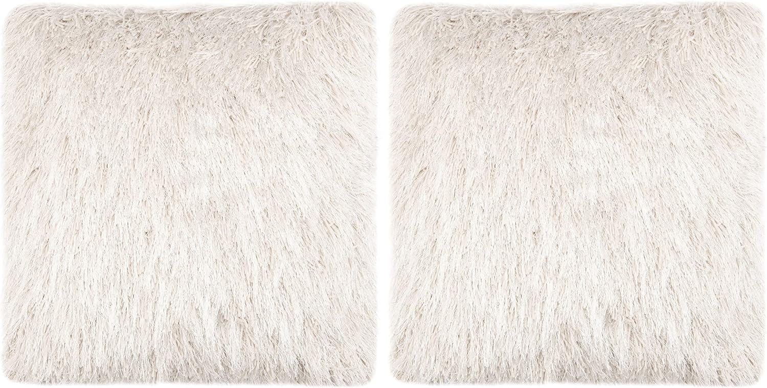 Shag Modish Metallic Pillow - Metallic Snow - 12"X20" - Safavieh