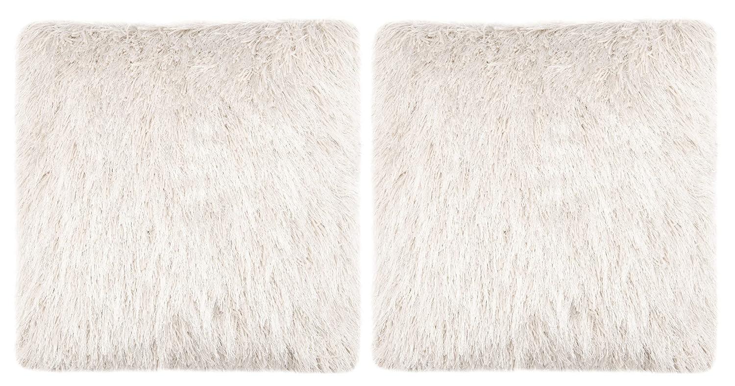 Shag Modish Metallic Pillow - Metallic Snow - 12"X20" - Safavieh