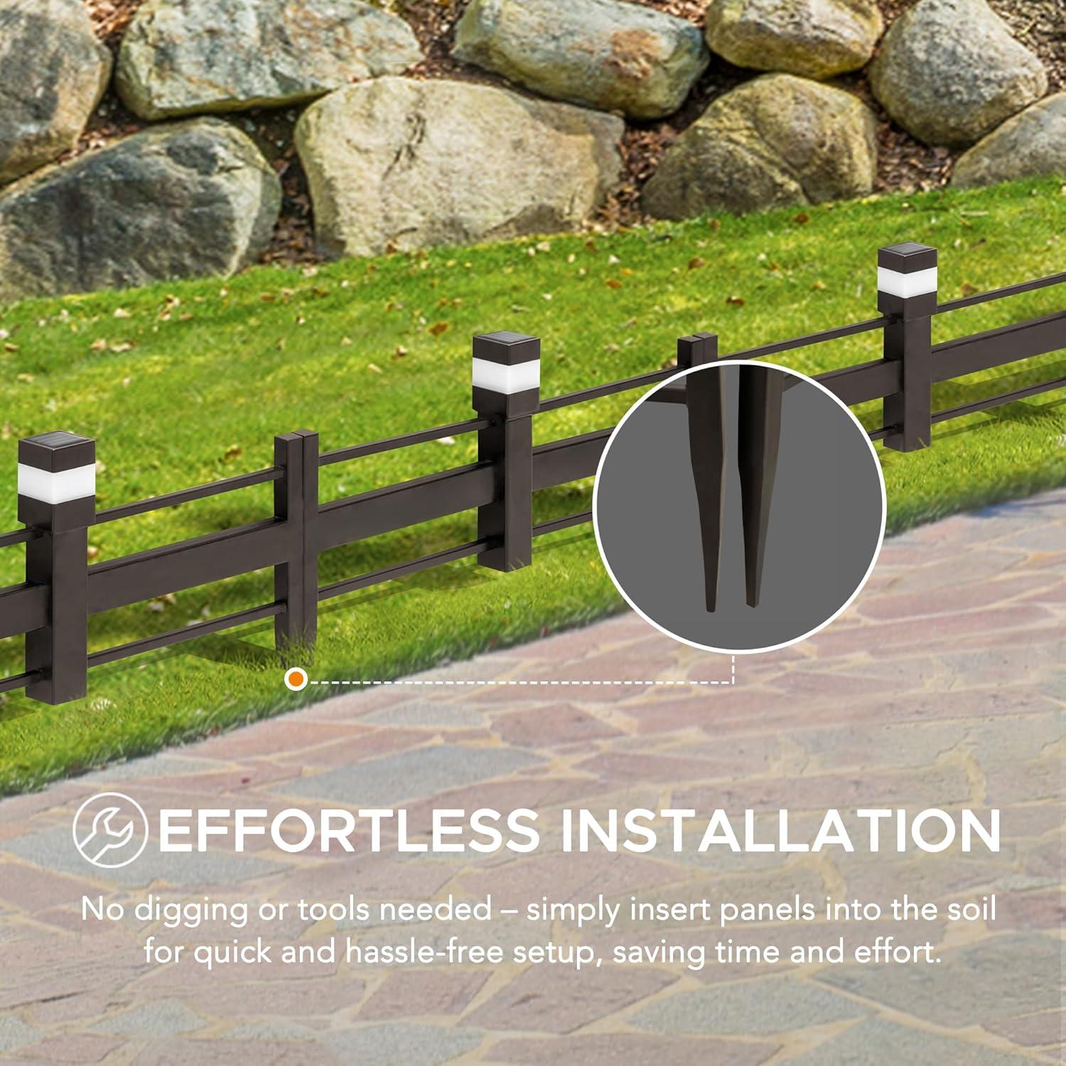 Sunjoy Garden Fence Solar Border Fencing with Waterproof LED Path Lights,Panel Outdoor Decorative Garden Fences & Reviews | Wayfair