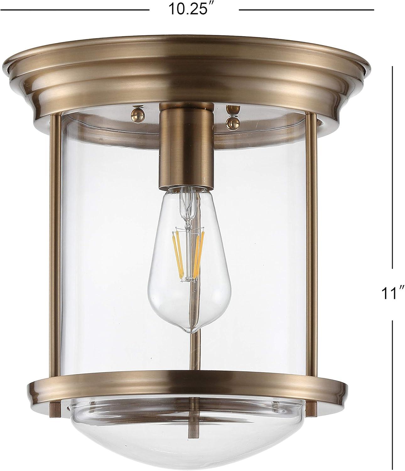 Savannah 10.25" Brass and Glass LED Flush Mount Light