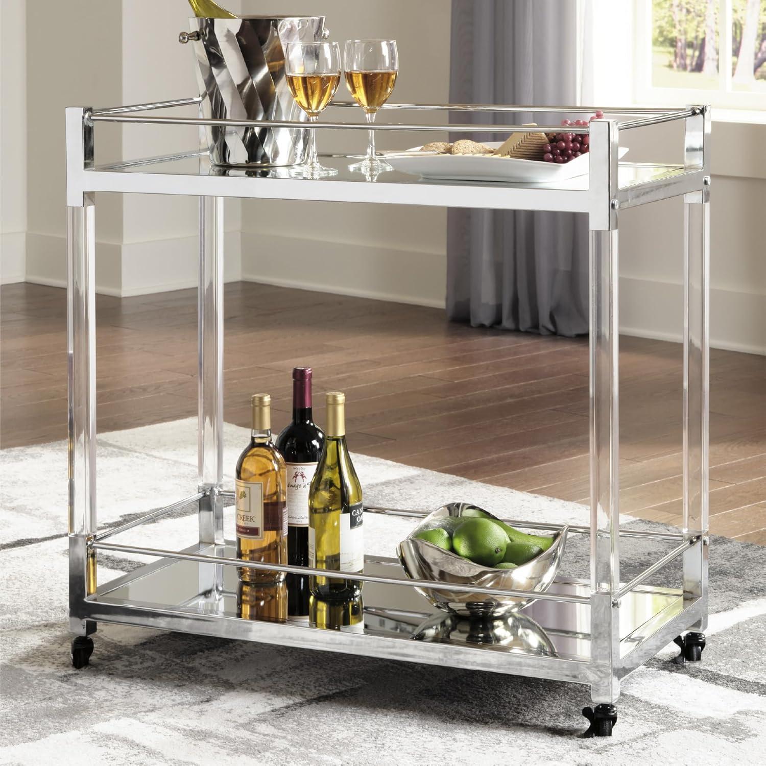 Ivy Bronx Chaseton Acrylic, Metal Bar Cart