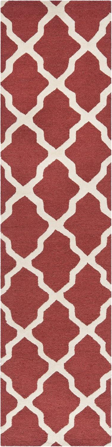 SAFAVIEH Cambridge Liam Geometric Wool Runner Rug, Rust/Ivory, 2'6" x 12'