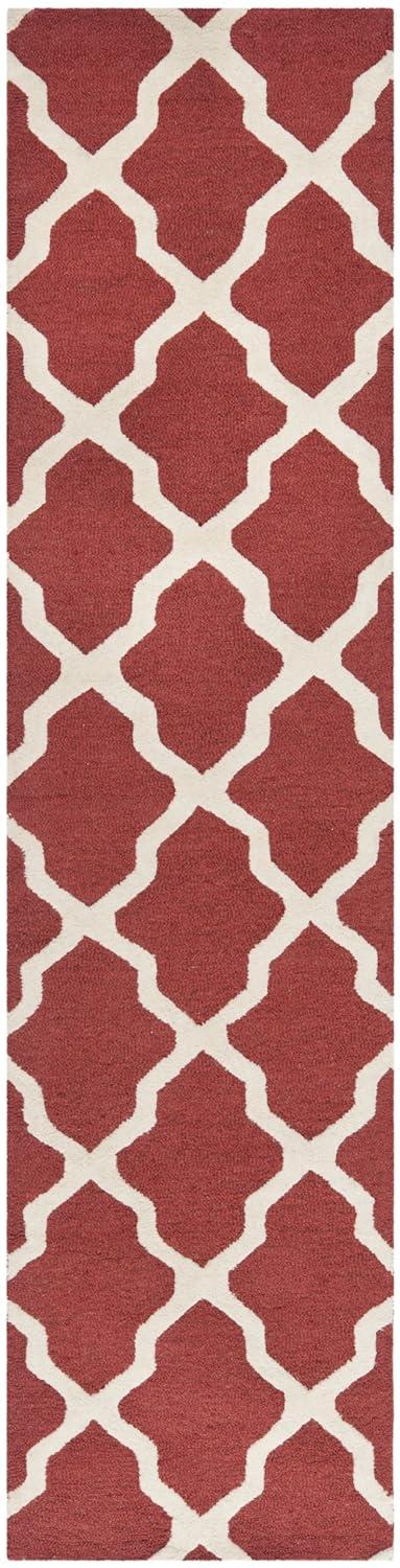 SAFAVIEH Cambridge Liam Geometric Wool Runner Rug, Rust/Ivory, 2'6" x 12'