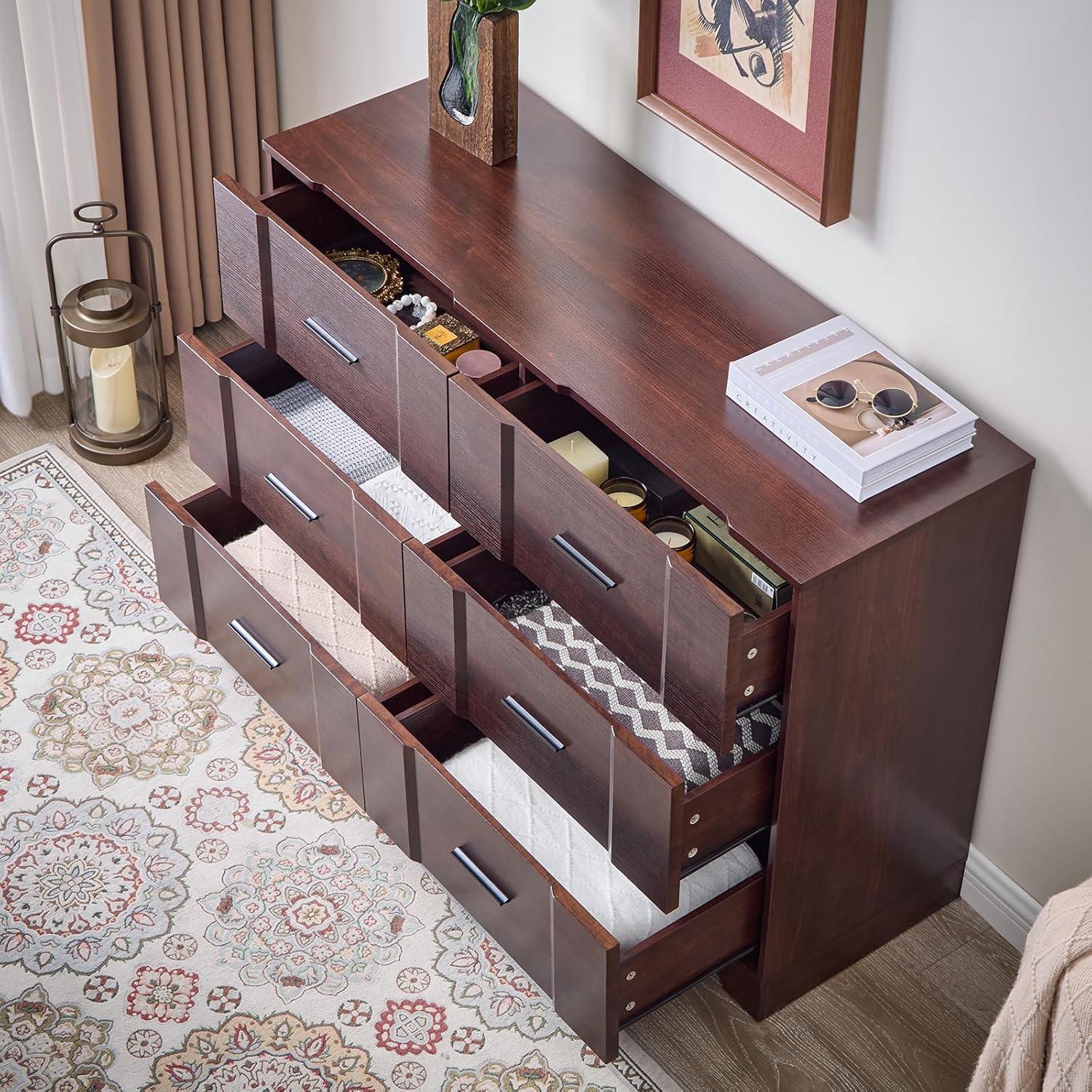 Ebern Designs Farmhouse Cherry Red Curved Tall 4 Drawers Dresser for Bedroom, 4 Chest of Drawers for Closet