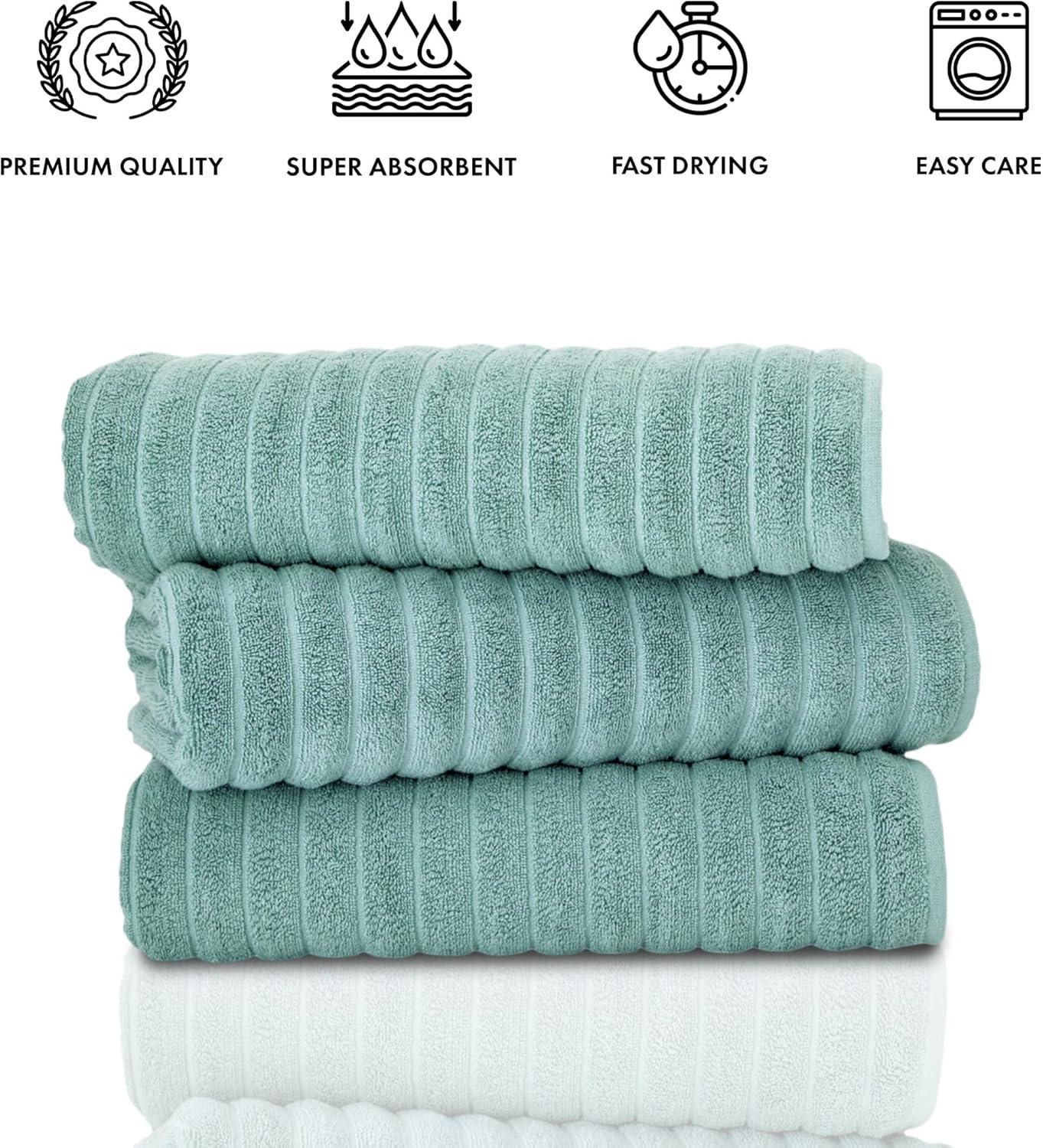 Cotton Ribbed Bath Sheet Towel Set of 3 - 40X67