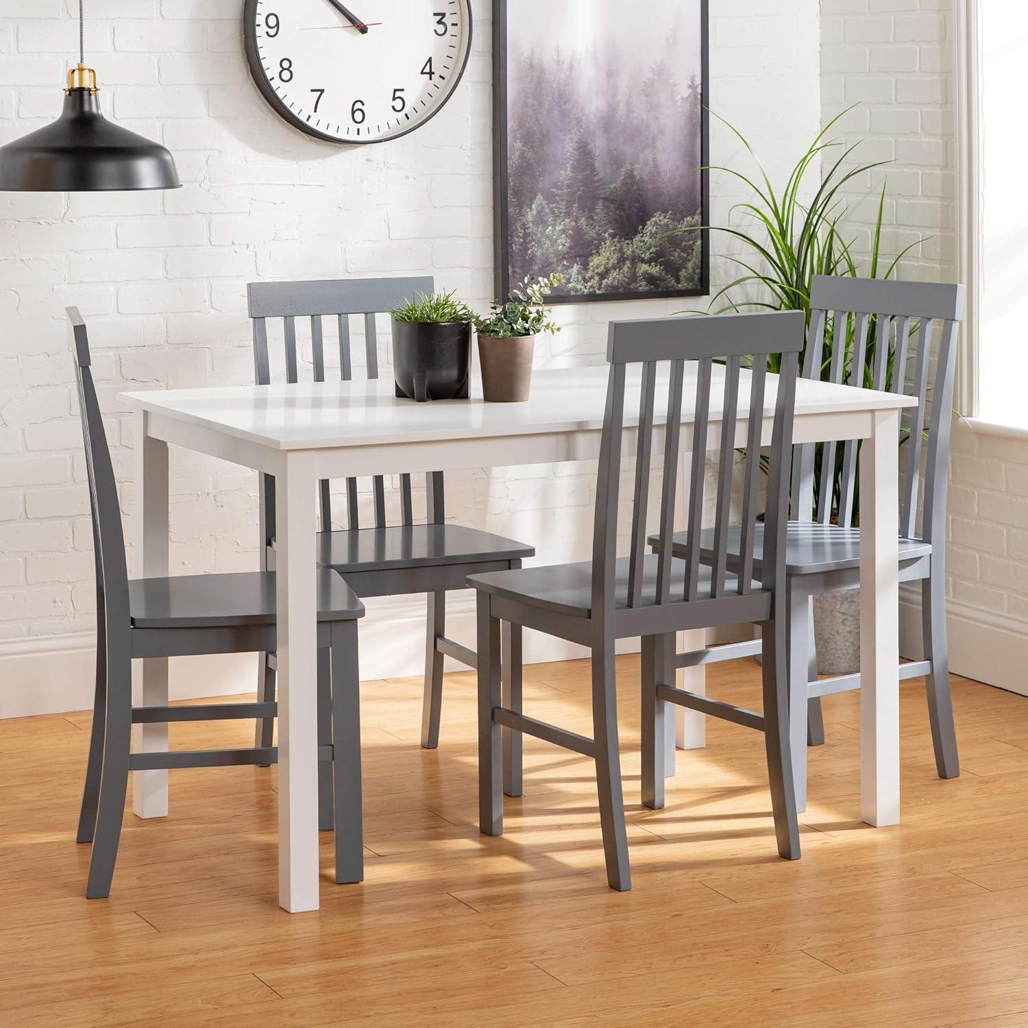 Walker Edison 5-Piece Modern Wood Dining Set in White and Gray