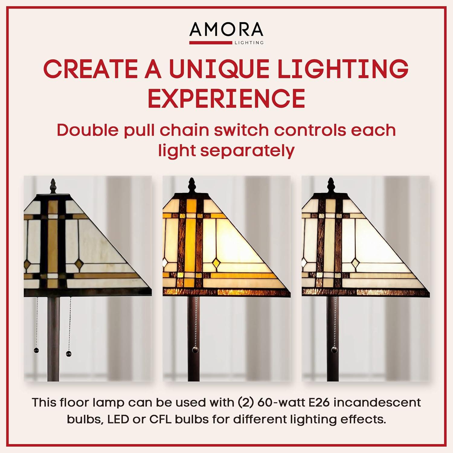 Amora Lighting Tiffany Style Mission Floor Lamp 61" Tall