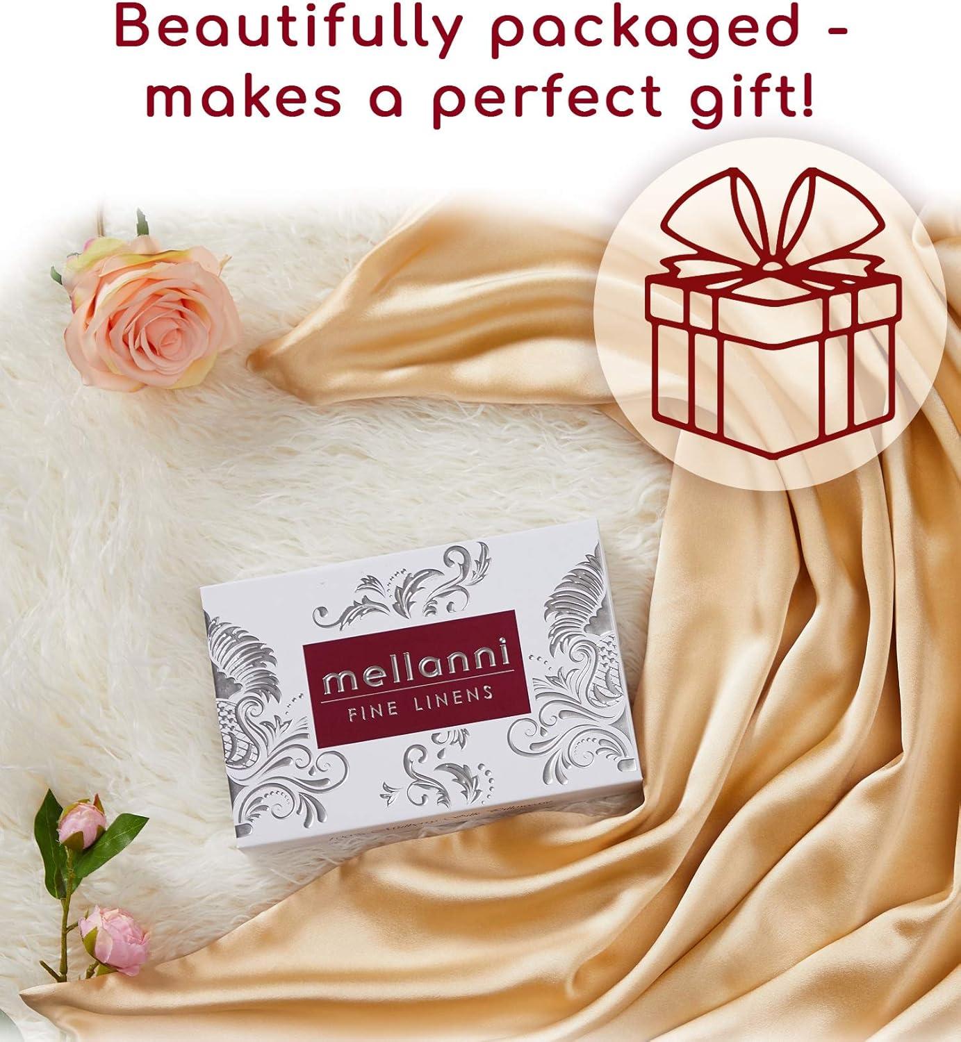 Mellanni Gold Silk Throw Pillow Cover in Gift Box, Mulberry Silk, 18x18, 1 Count