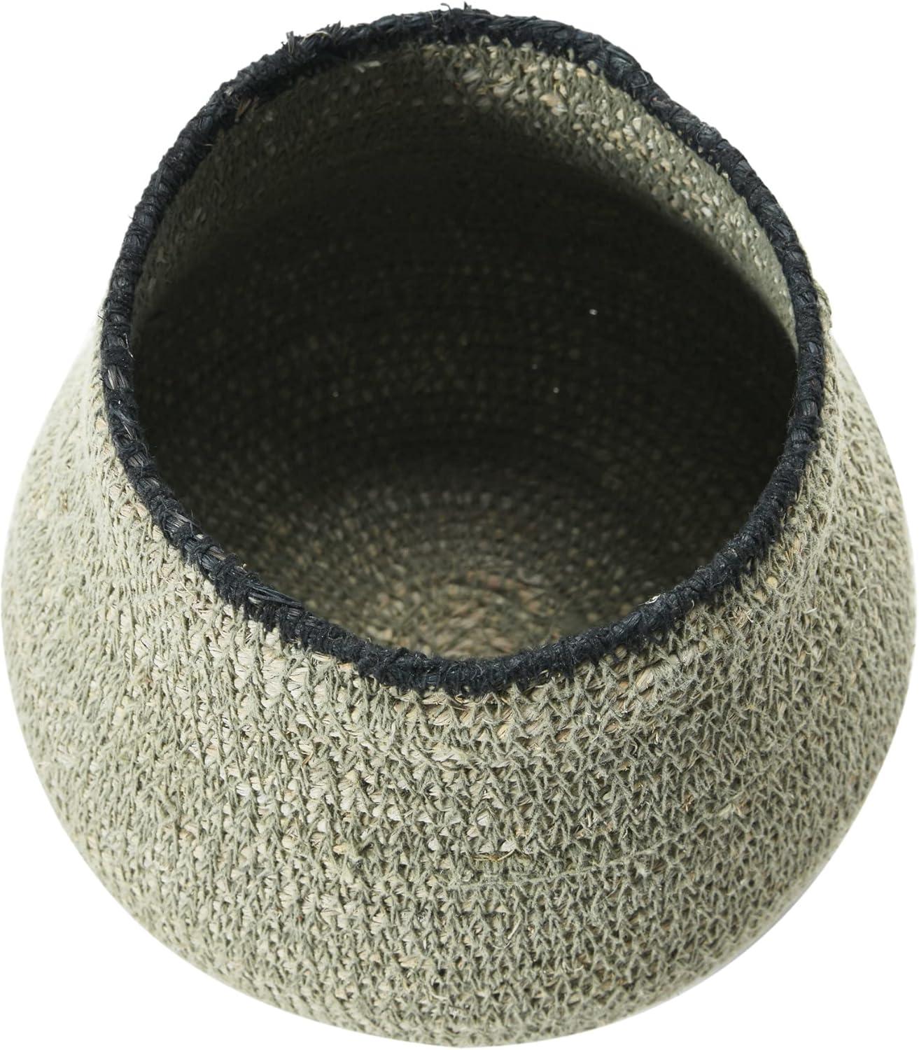 Storied Home Hand-Woven Seagrass Basket, Grey & Black