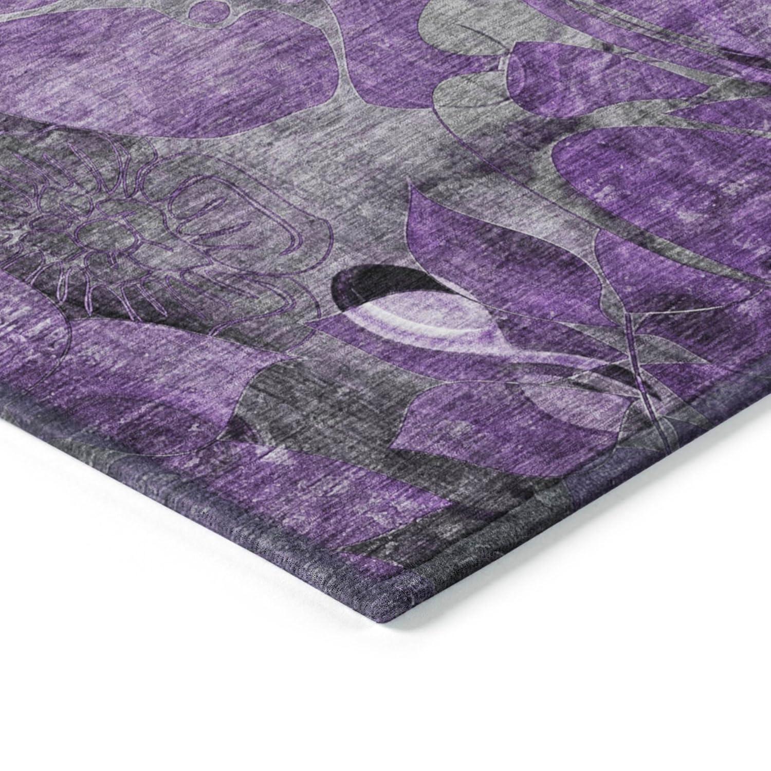 Addison Rugs Chantille Indoor/Outdoor Transitional Floral Purple Washable Rectangle Rug, 9' x 12'