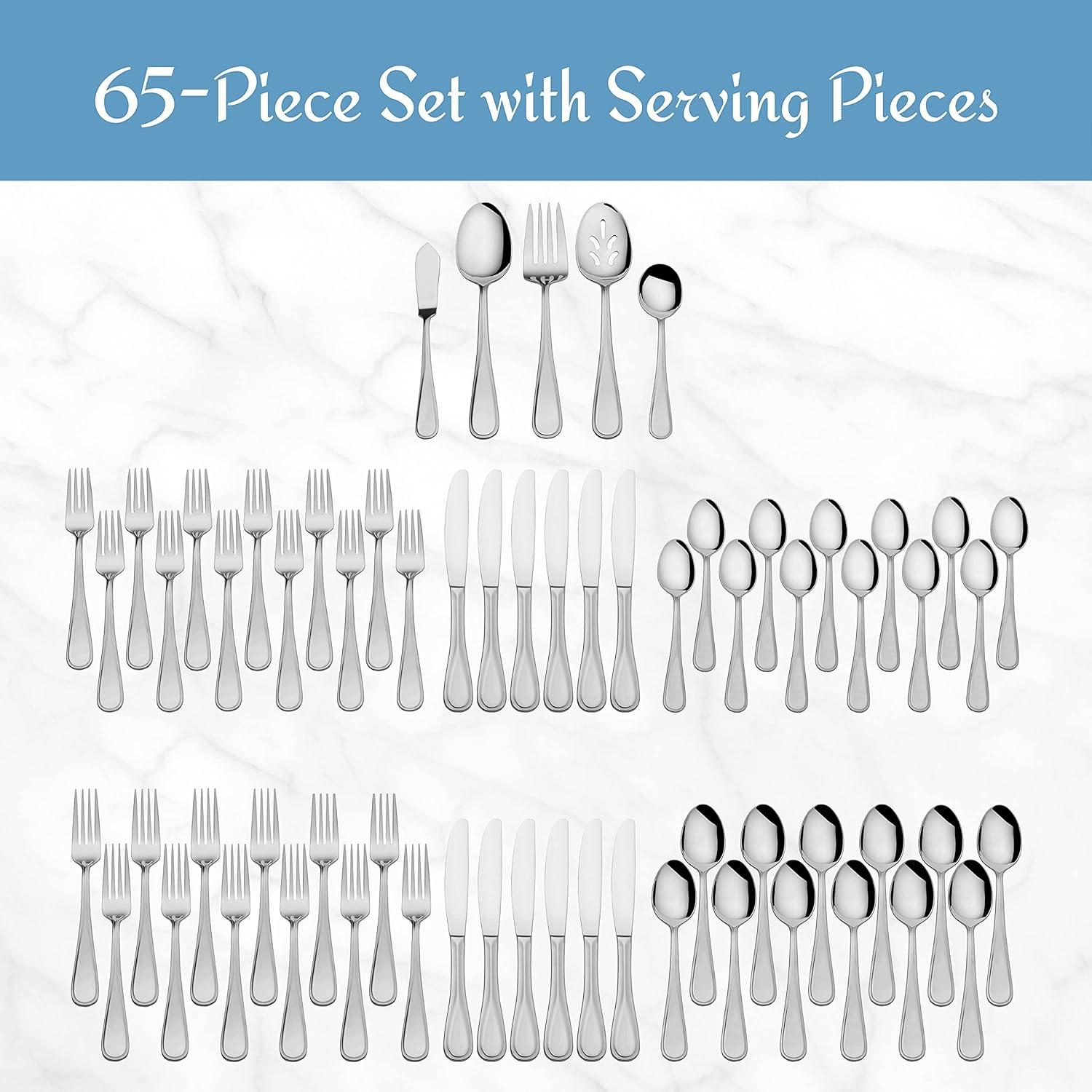 Bravo 65-Piece Stainless Steel Flatware Set with Facets