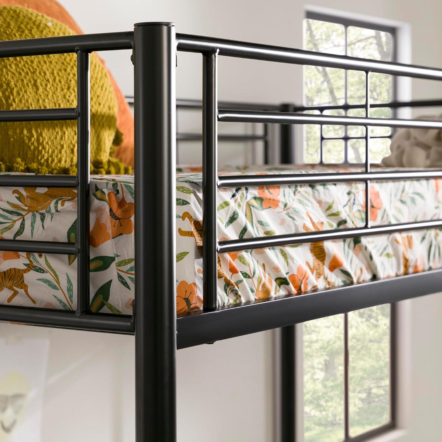 Metal Twin Loft Bunk Bed in Black