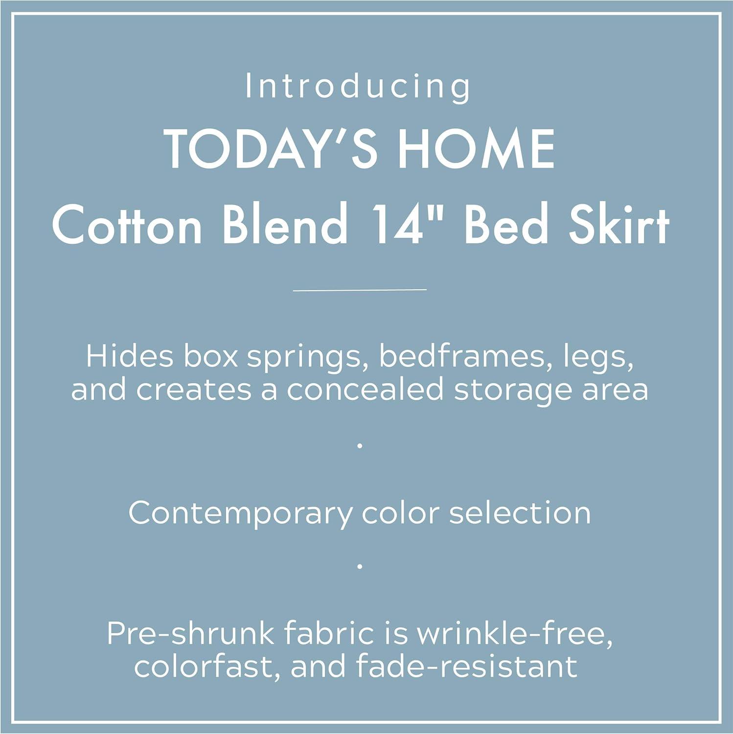 Todays Home  Levinsohn Basic Cotton Rich 200TC Tailored 14 in. Bed Skirt  White - Twin XL