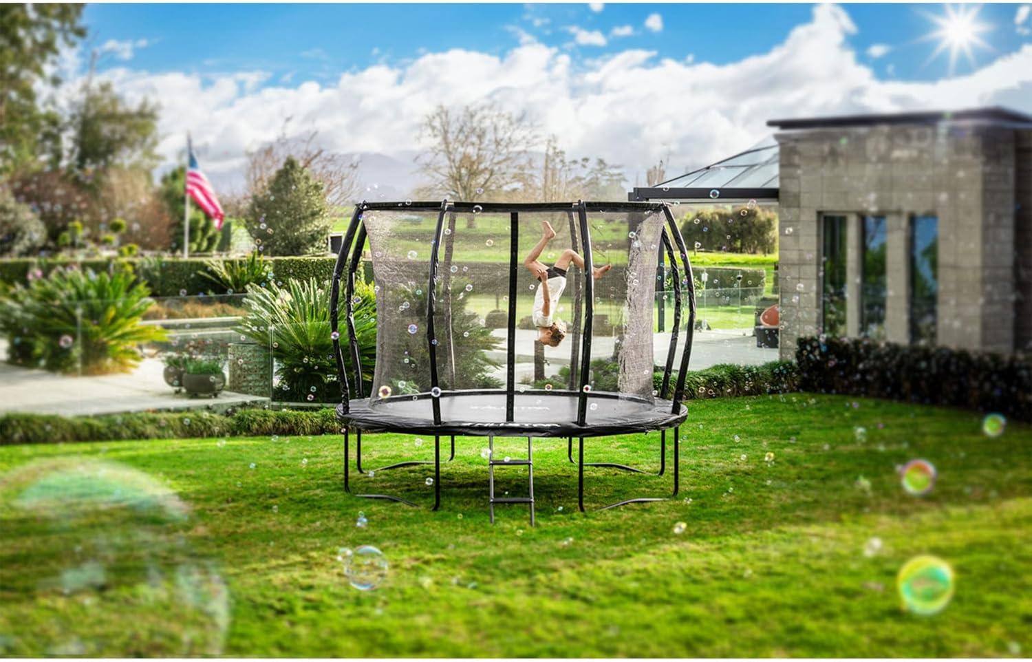 Allstar 10-Foot Black Round Trampoline with Enclosure and Ladder