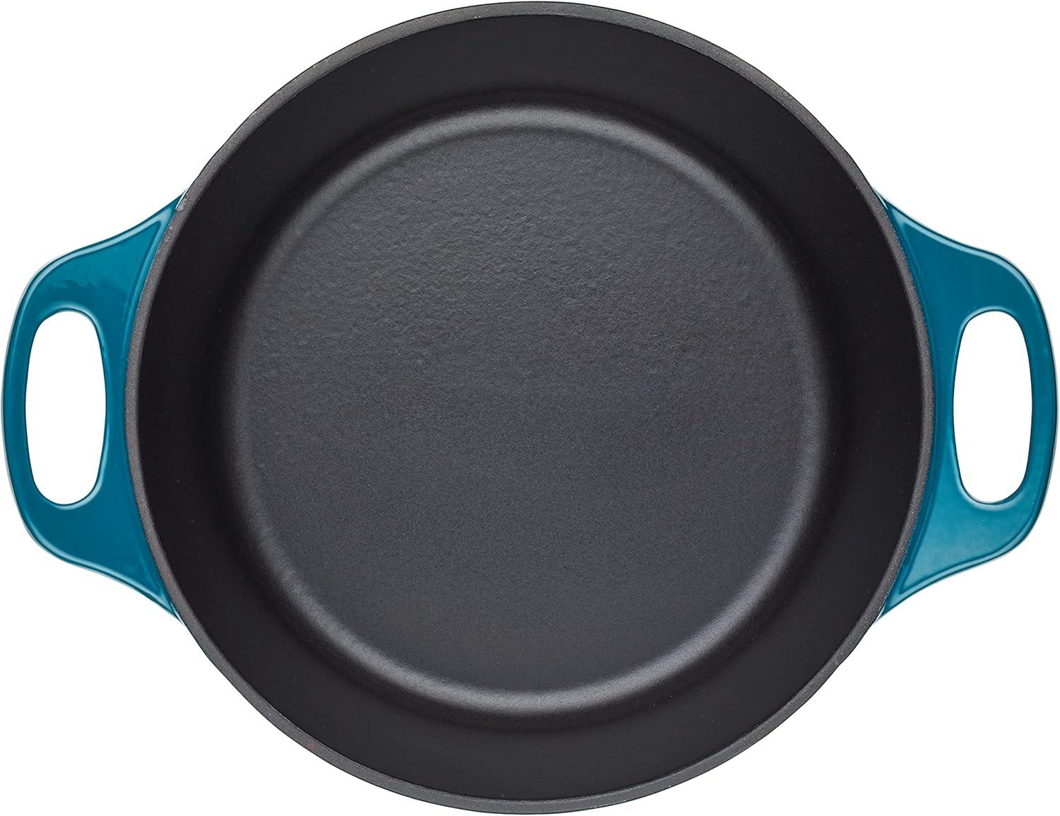 Rachael Ray Enameled Cast Iron Dutch Oven Casserole Pot with Lid, 5 Quart, Teal
