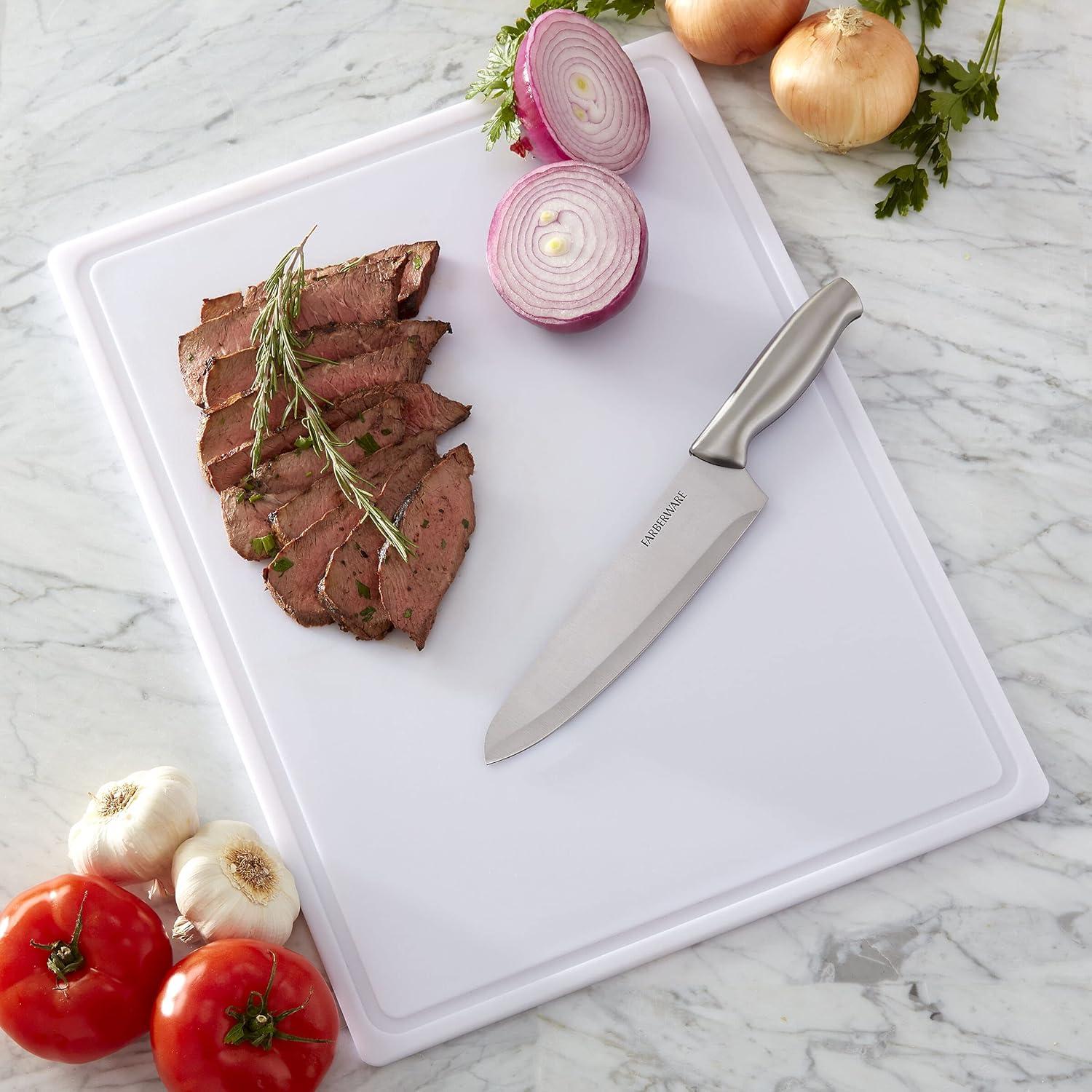 Extra-Large White Plastic Rectangular Cutting Board with Juice Groove