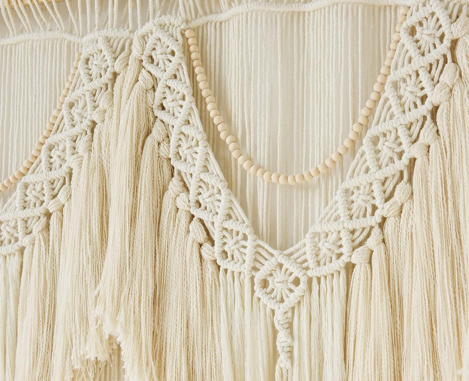 Extra Large Off-White Cotton Macrame Wall Hanging