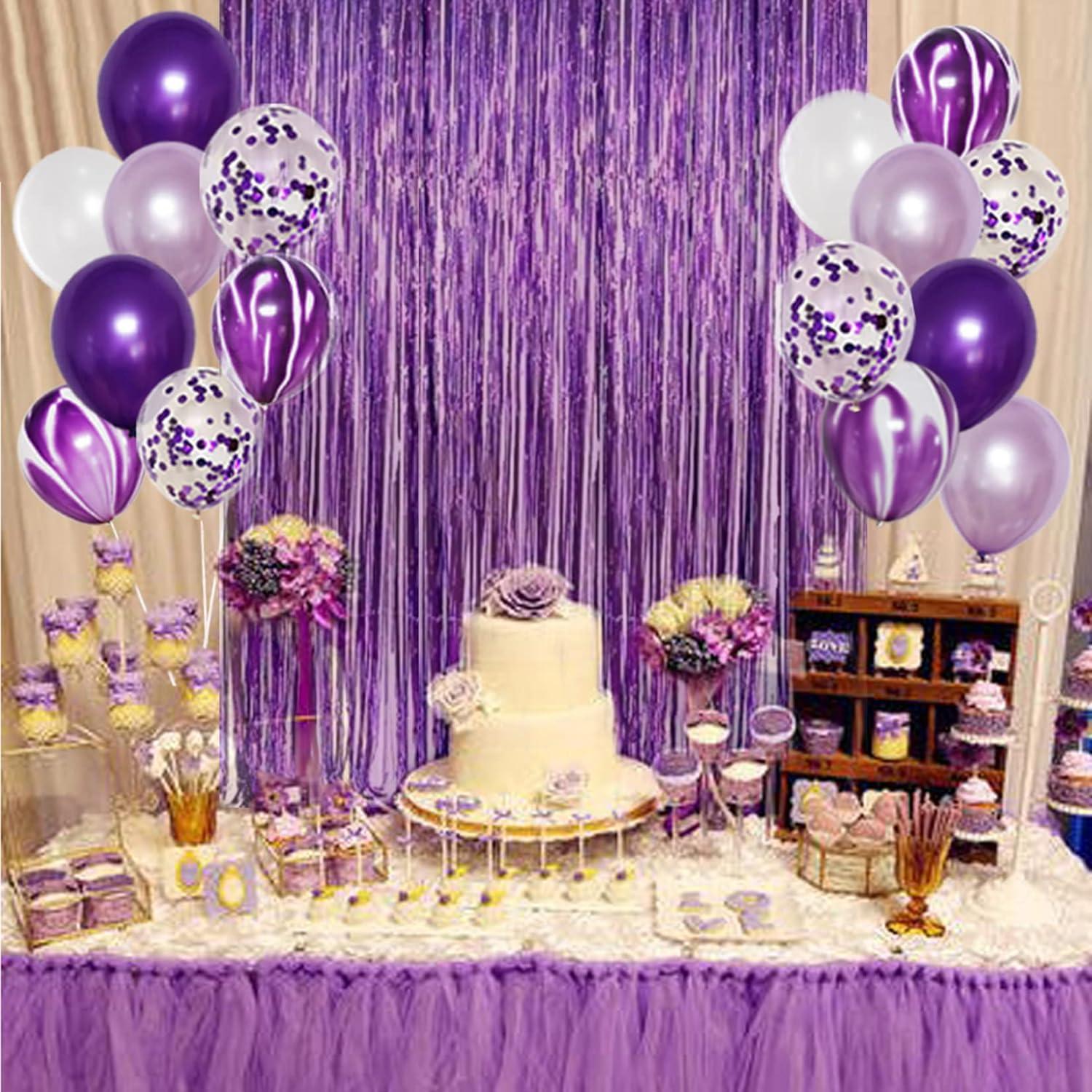 Purple Party Decorations Kit, Purple Foil Fringe C