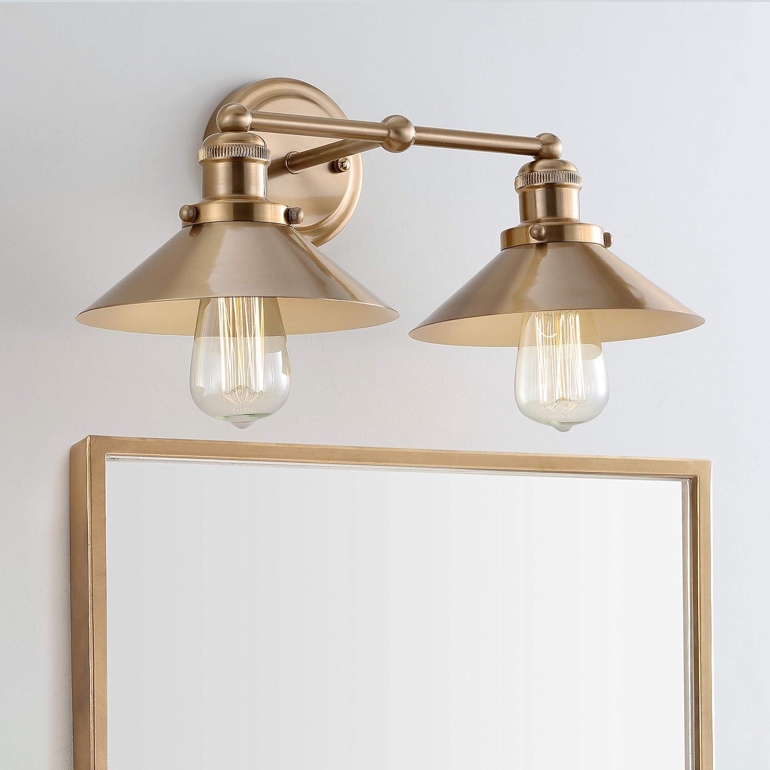 July 17.5" 2-light Metal Vanity Light, Brass Gold