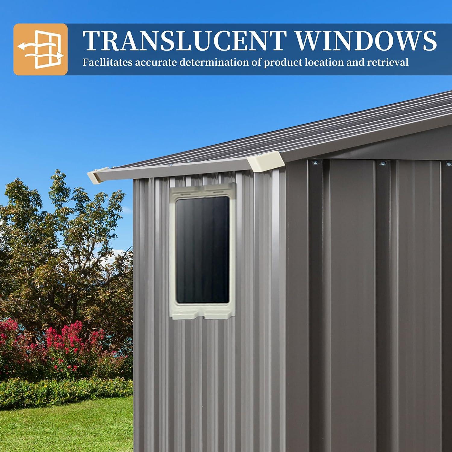 Futzca  6 x 4 x 6 FT Outdoor Metal Tool Shed Clearance with Lockable Door, Waterproof (Grey) - N/A 6x4x6 FT /Grey