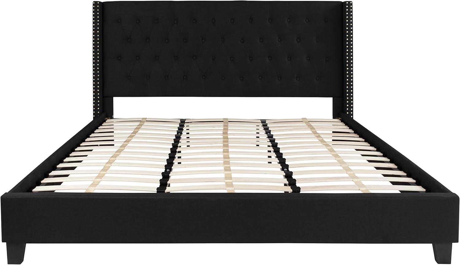 Riverdale Light Gray Tufted King Platform Bed with Nailhead Trim