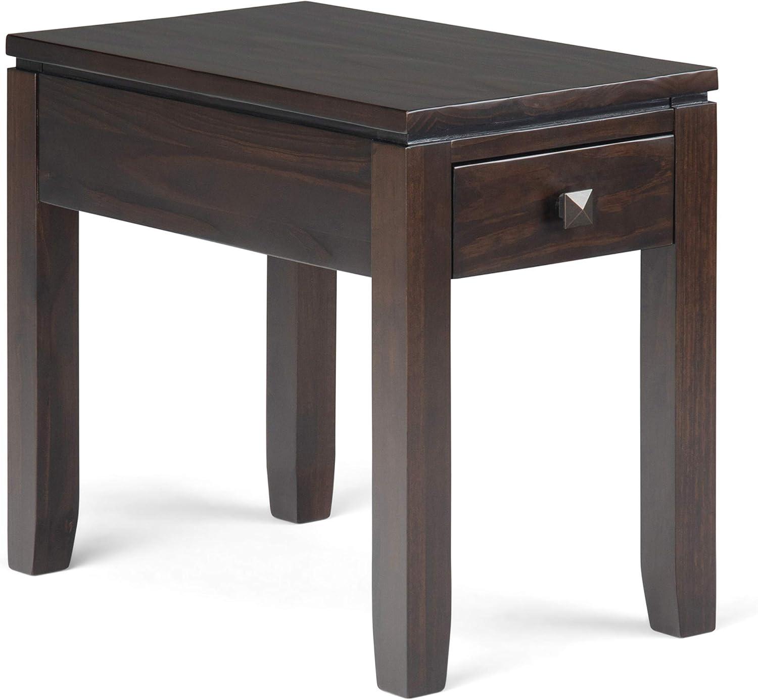 Cosmopolitan Mahogany Brown Solid Pine Narrow Side Table with Storage