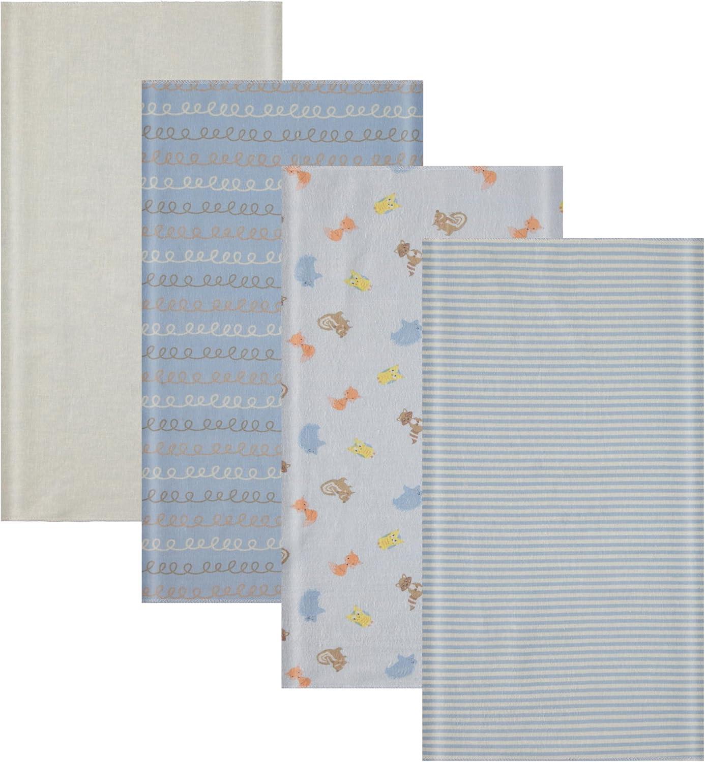 Friendly Animal 4-Pack Cotton Receiving Blankets