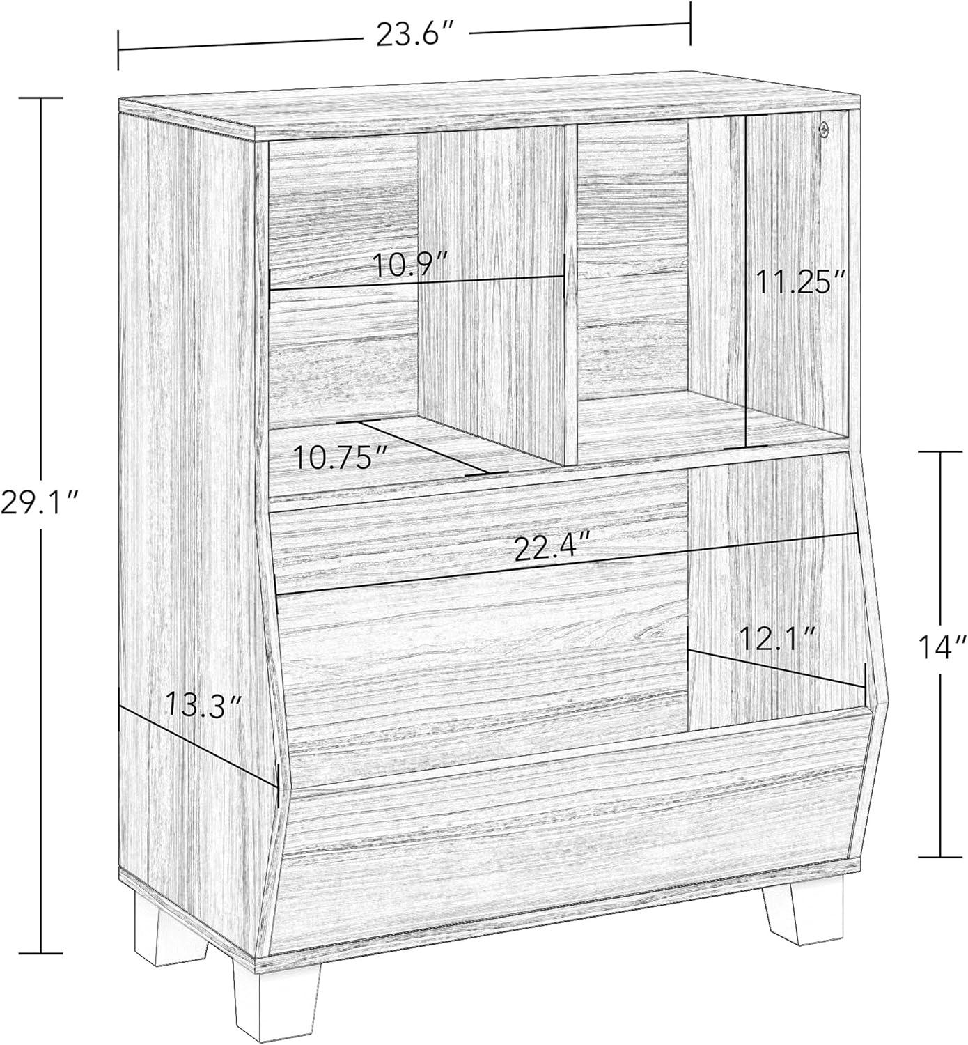 Light Woodgrain Kids' Adjustable Cubby Toy Organizer