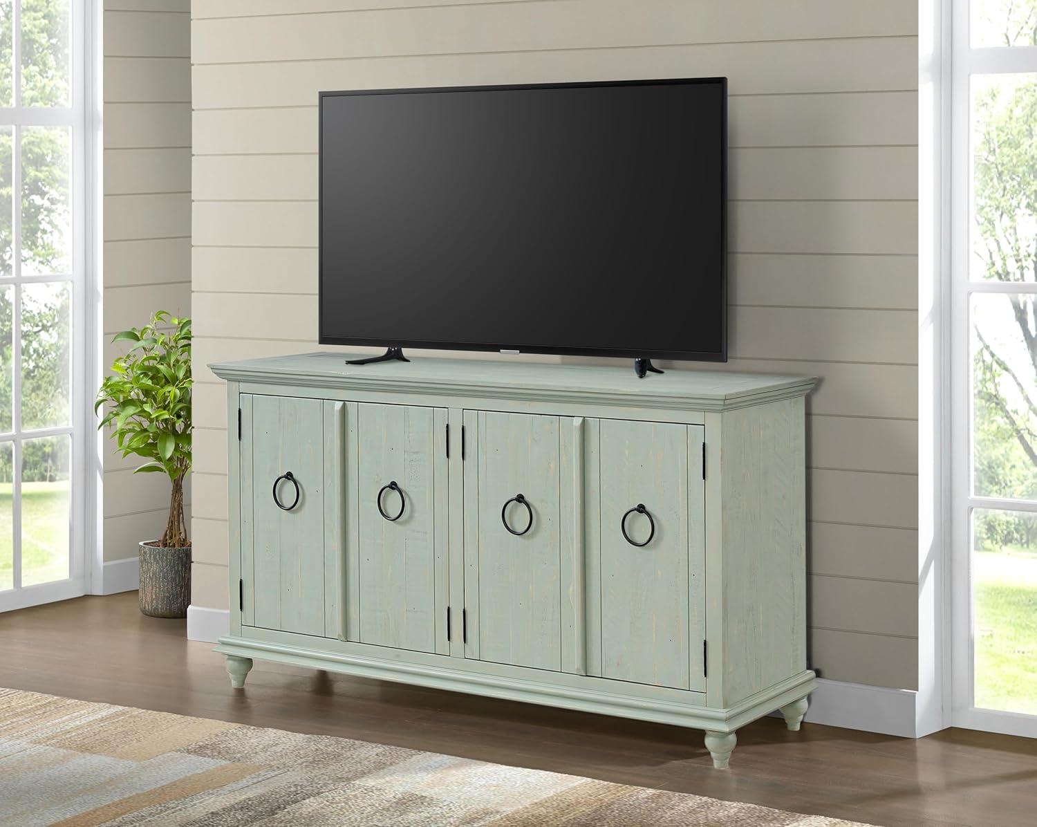 Martin Svensson Home Garden District Rustic Blue Solid Wood 65" TV Stand