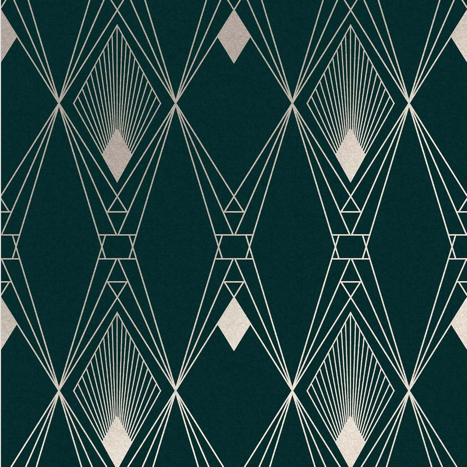 NEXT Deco Geometric Teal Wallpaper