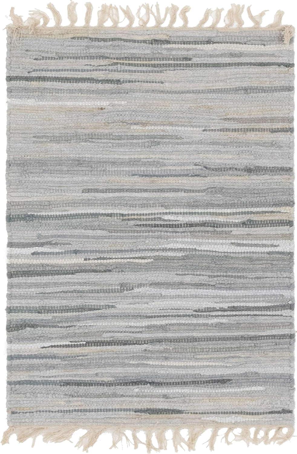Prather Striped Hand-Knotted Cotton Gray Area Rug