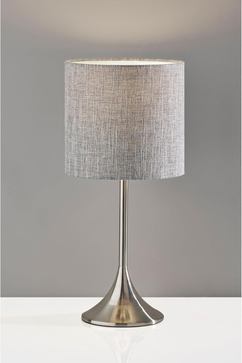 White Metal Desk Lamp with Beige Textured Fabric Shade