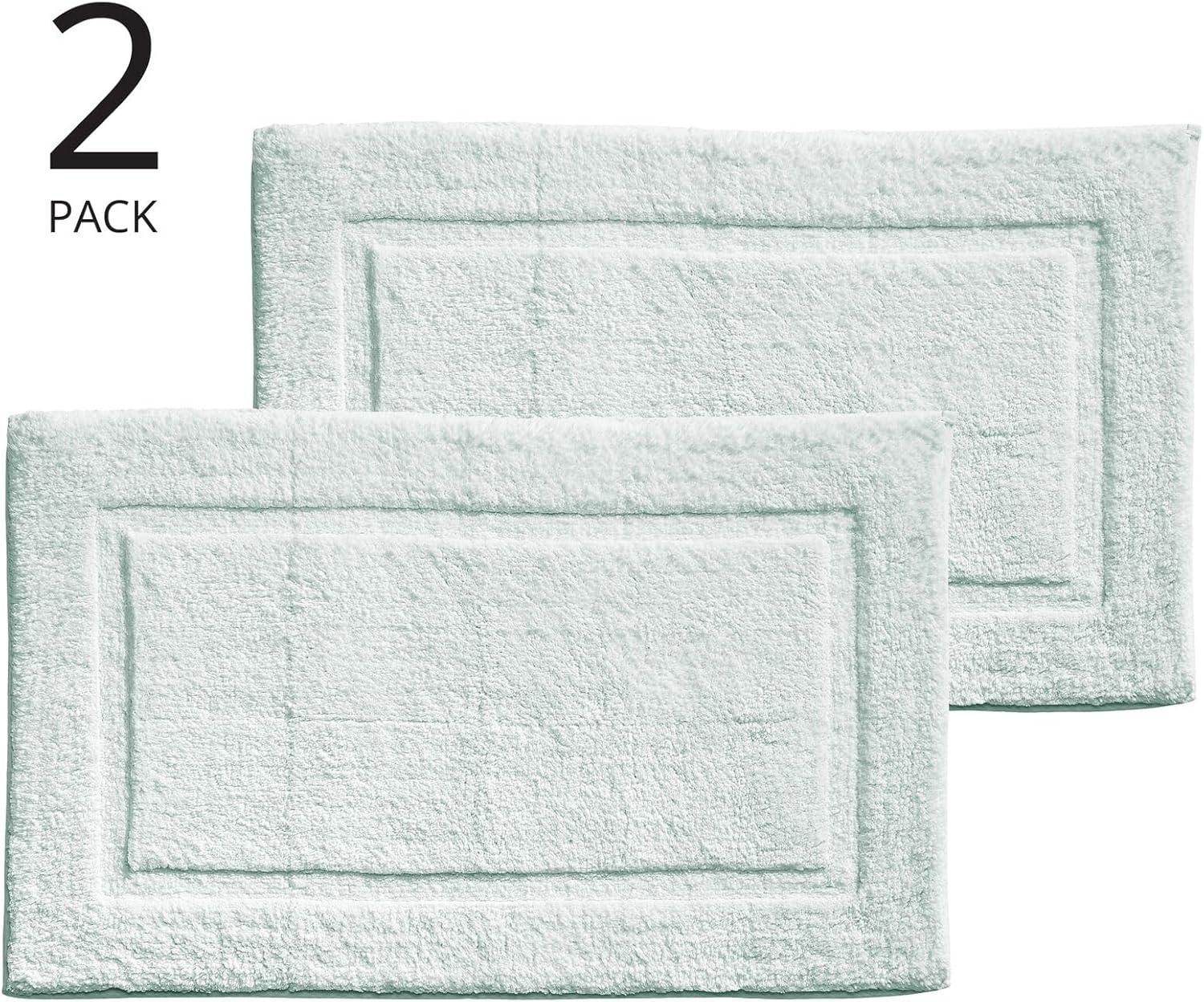 mDesign 100% Cotton Bath Mat, Hotel-Style Bathroom Floor Rug, 2 Pack