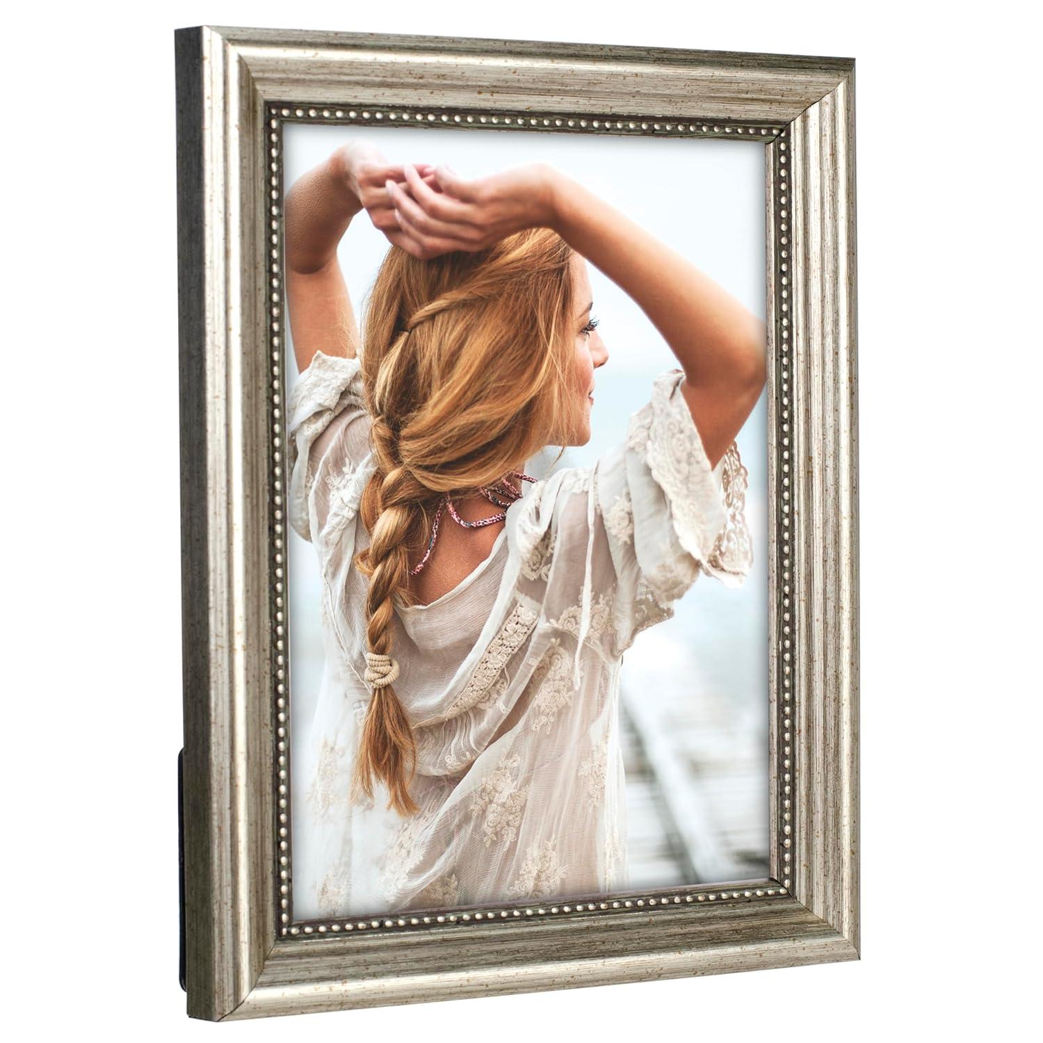 Classic Silver Beaded Wood Picture Frame, 5x7