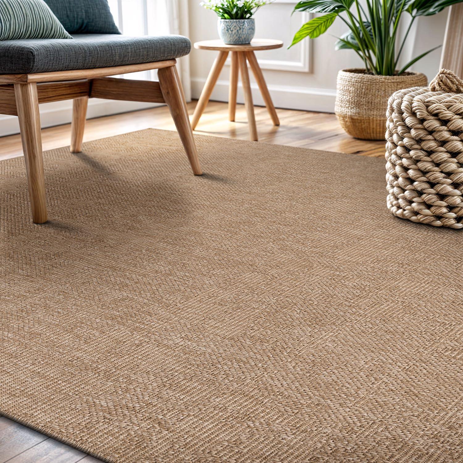 4'x6' Pata Hand Woven Chunky Jute Area Rug, Natural - JONATHAN Y